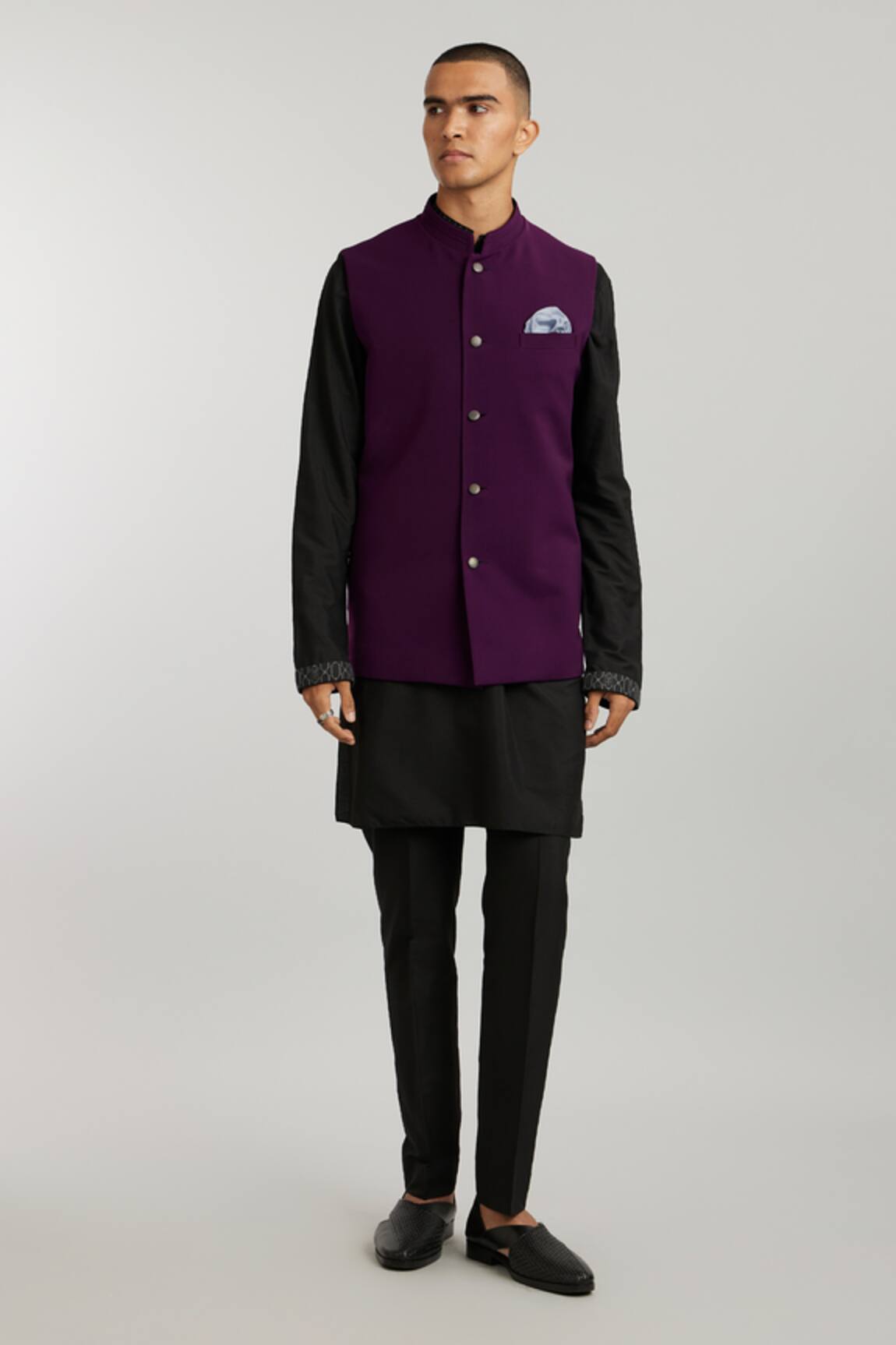 Bubber Couture Wine Woven Bundi Jacket