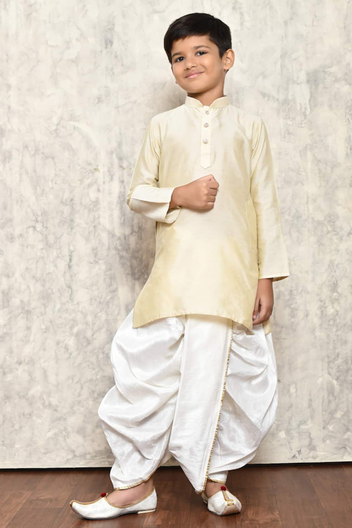 Petite Pomme Cotton Silk Kurta & Dhoti Pant Set 