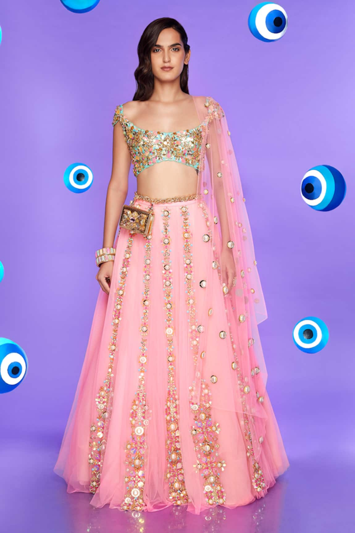 Papa Don't Preach You Who Glass Crystal Embellished Lehenga Set