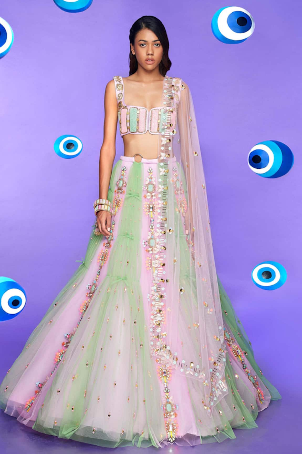 Papa Don't Preach Candy Cloud Embellished Bridal Lehenga Set