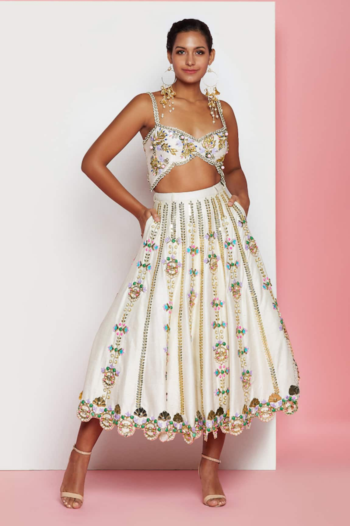 Papa Don't Preach Pieris Embellished Raw Silk Half Lehenga With Blouse