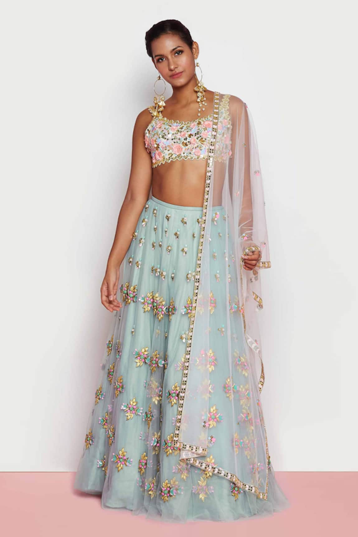 Papa Don't Preach Metallic Floral Embellished Lehenga Set