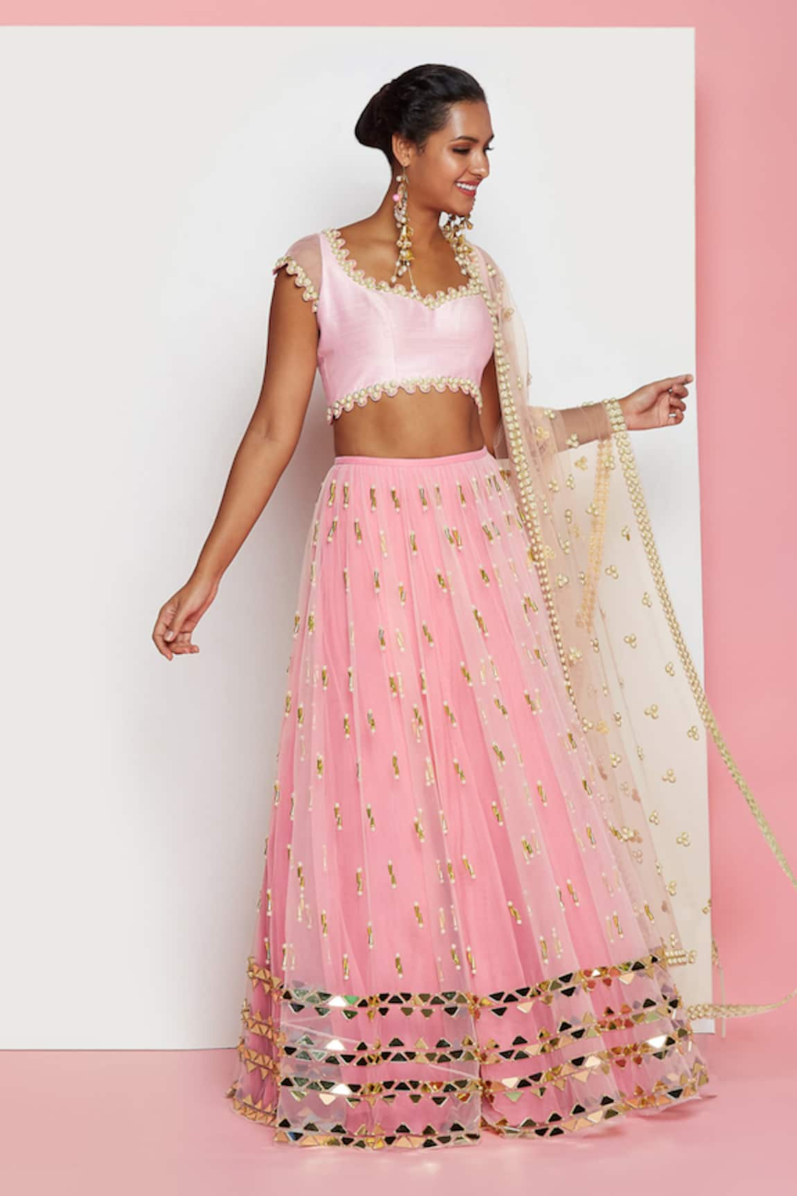 Papa Don't Preach Tryst Pearl & Acrylic Embellished Lehenga Set