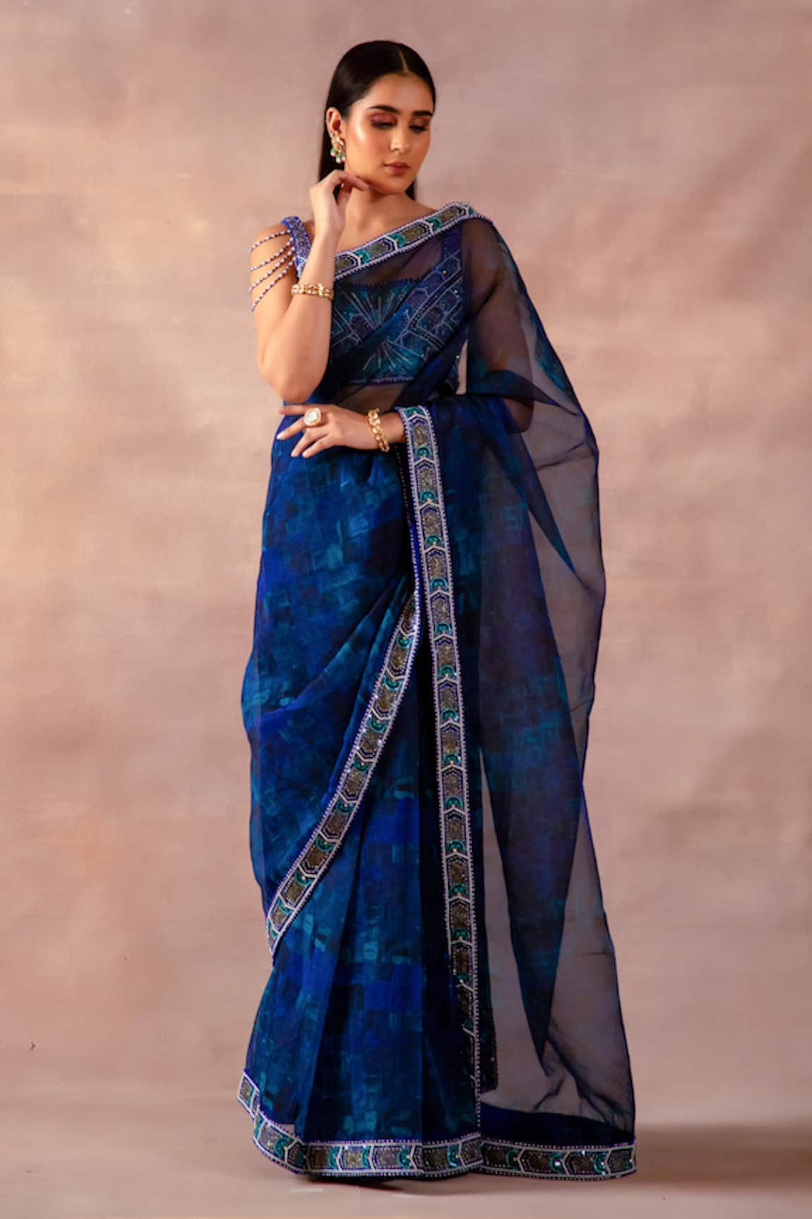 Laxmishriali Printed Saree With Embroidered Blouse