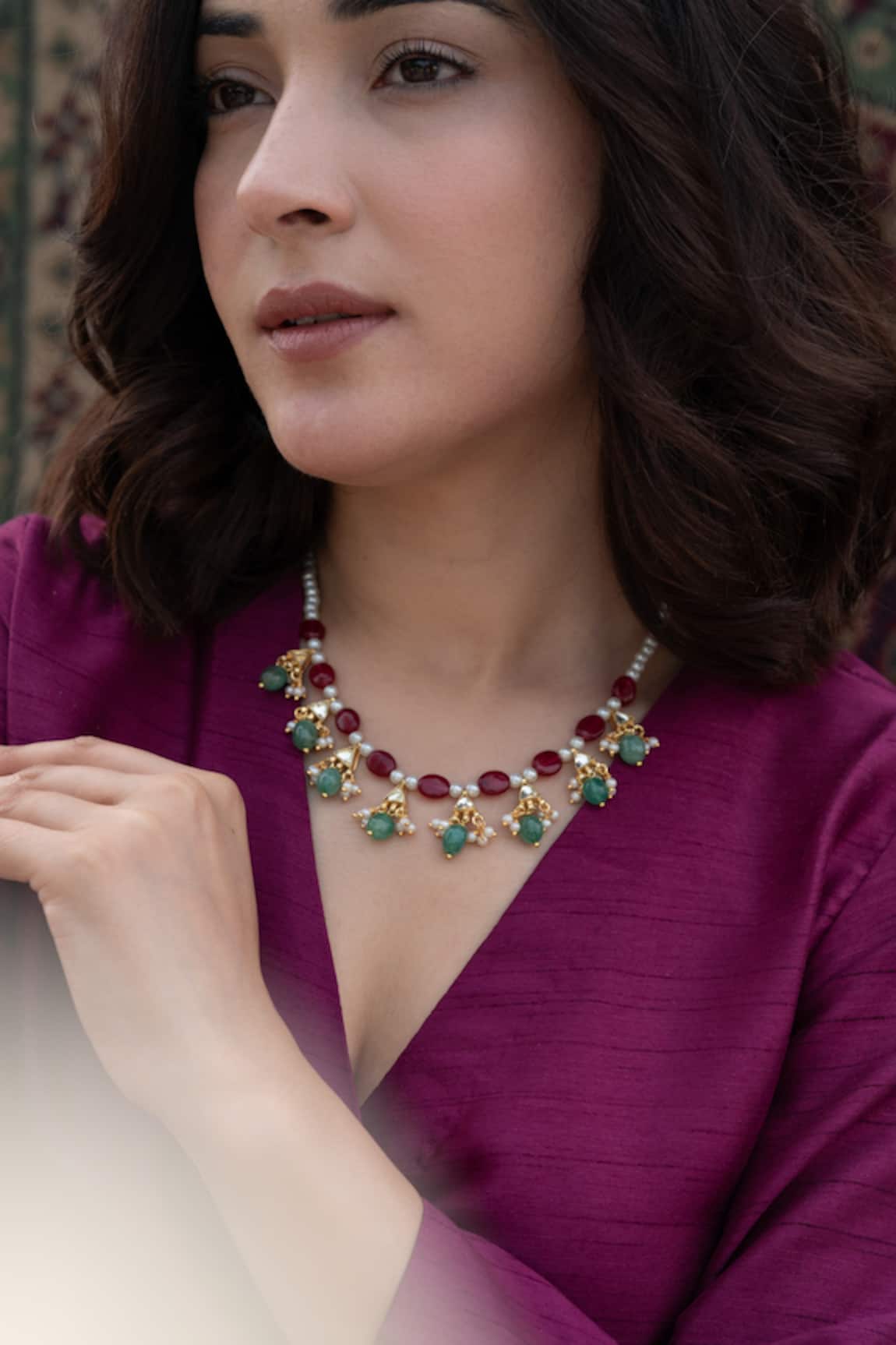 Do Taara Kundan & Onyx Embellished Necklace