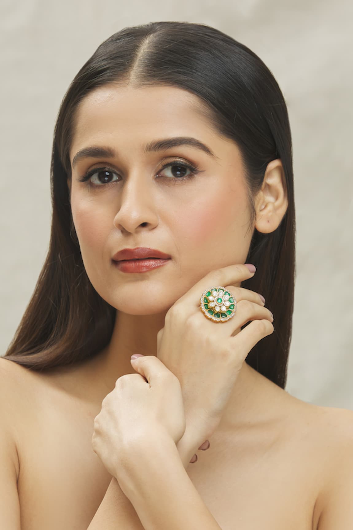 VIVINIA by Vidhi Mehra Kundan Polki Embellished Ring