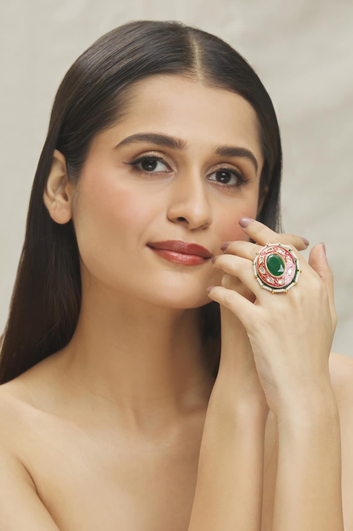 VIVINIA by Vidhi Mehra Kundan Polkis Embellished Ring