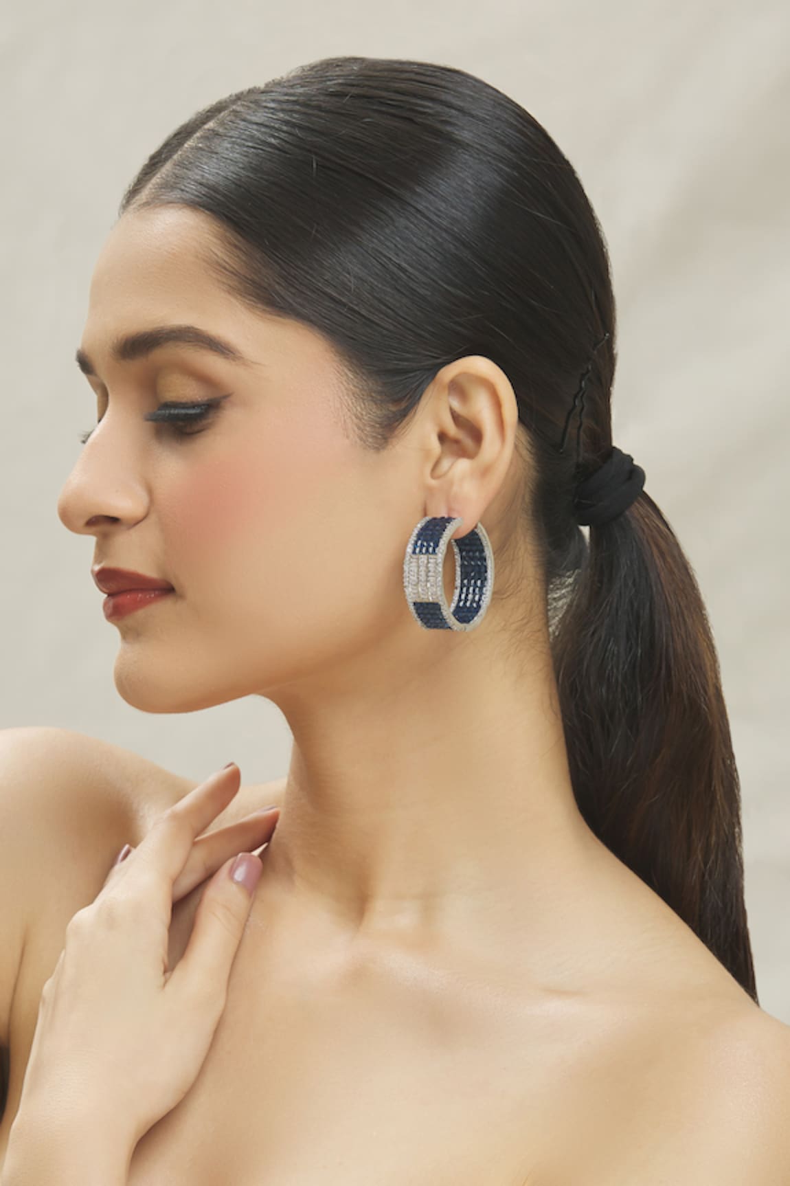 VIVINIA by Vidhi Mehra Zircon Diamond Embellished Hoop Earrings