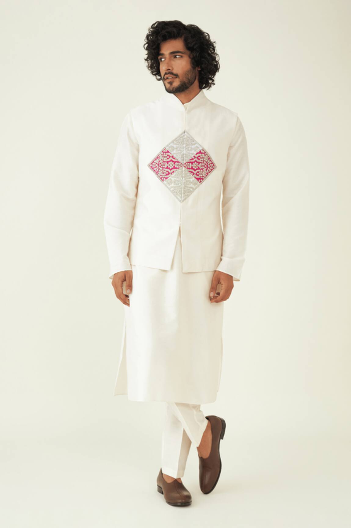 RoohbyRidhimaa Floral Embroidered Off White Bundi 