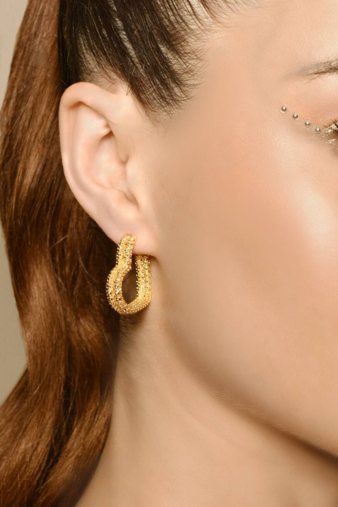 MNSH Heart Shaped Textured Hoop Earrings