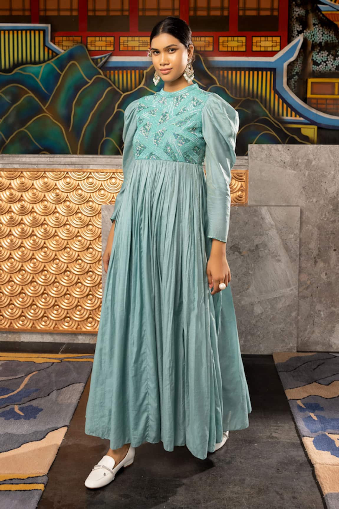 ABSTRACT BY MEGHA JAIN MADAAN Embellished Yoke Long Dress