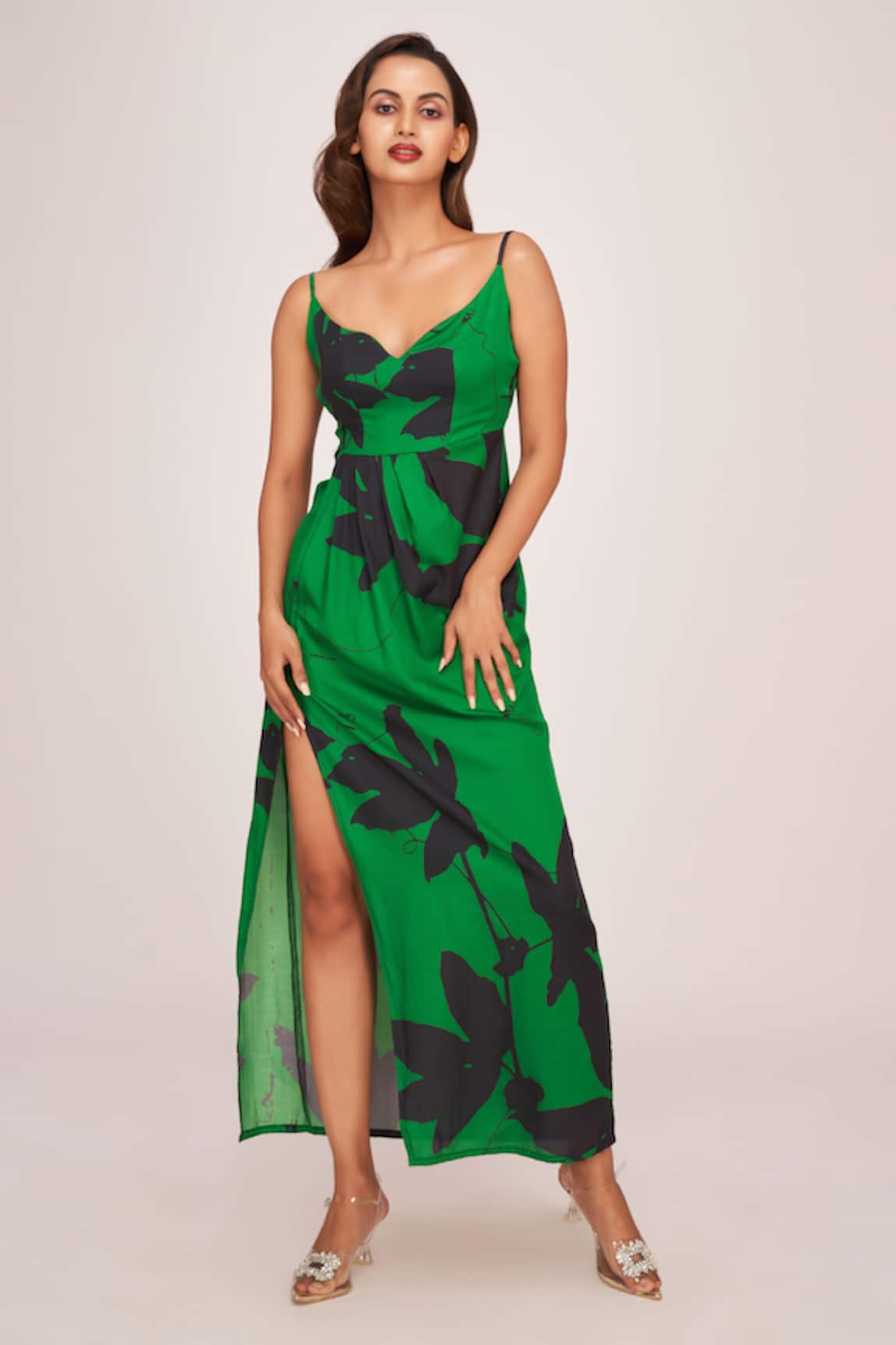 House of Varada Star Jasmine Print Thigh Slit Maxi Dress