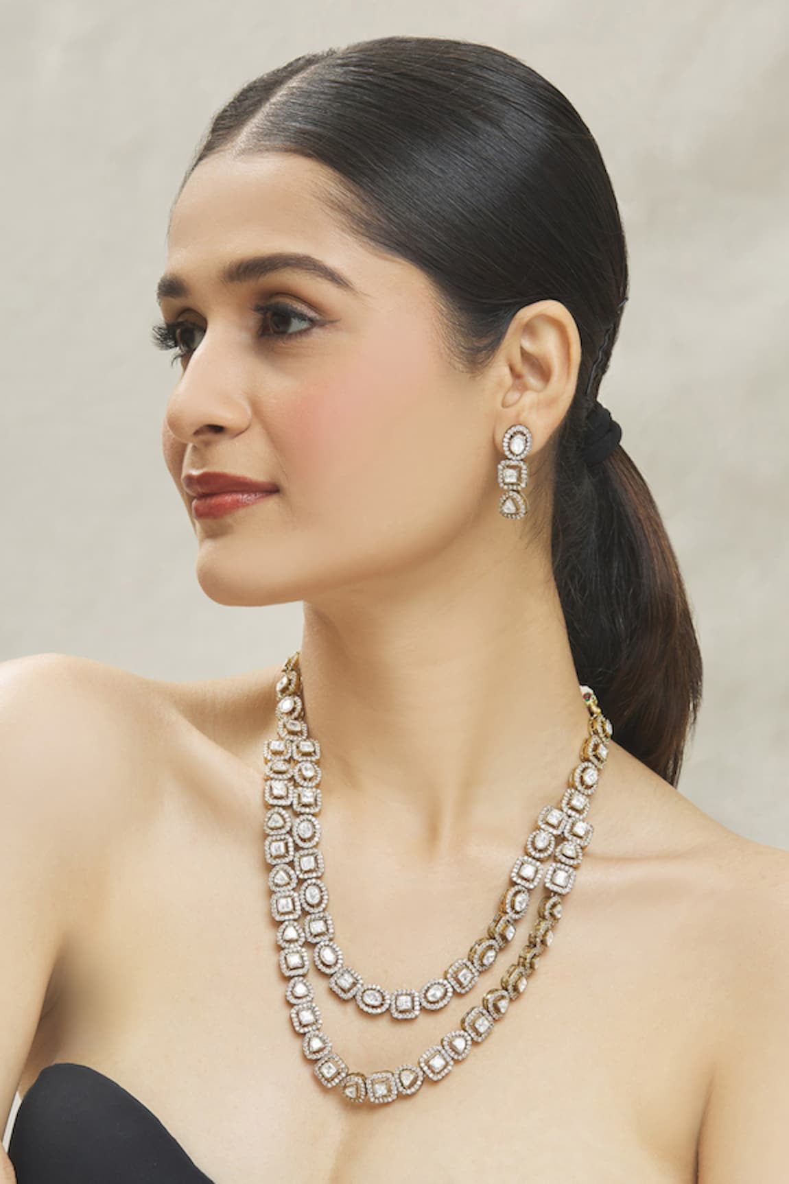 VIVINIA by Vidhi Mehra Kundan Layered Necklace Set