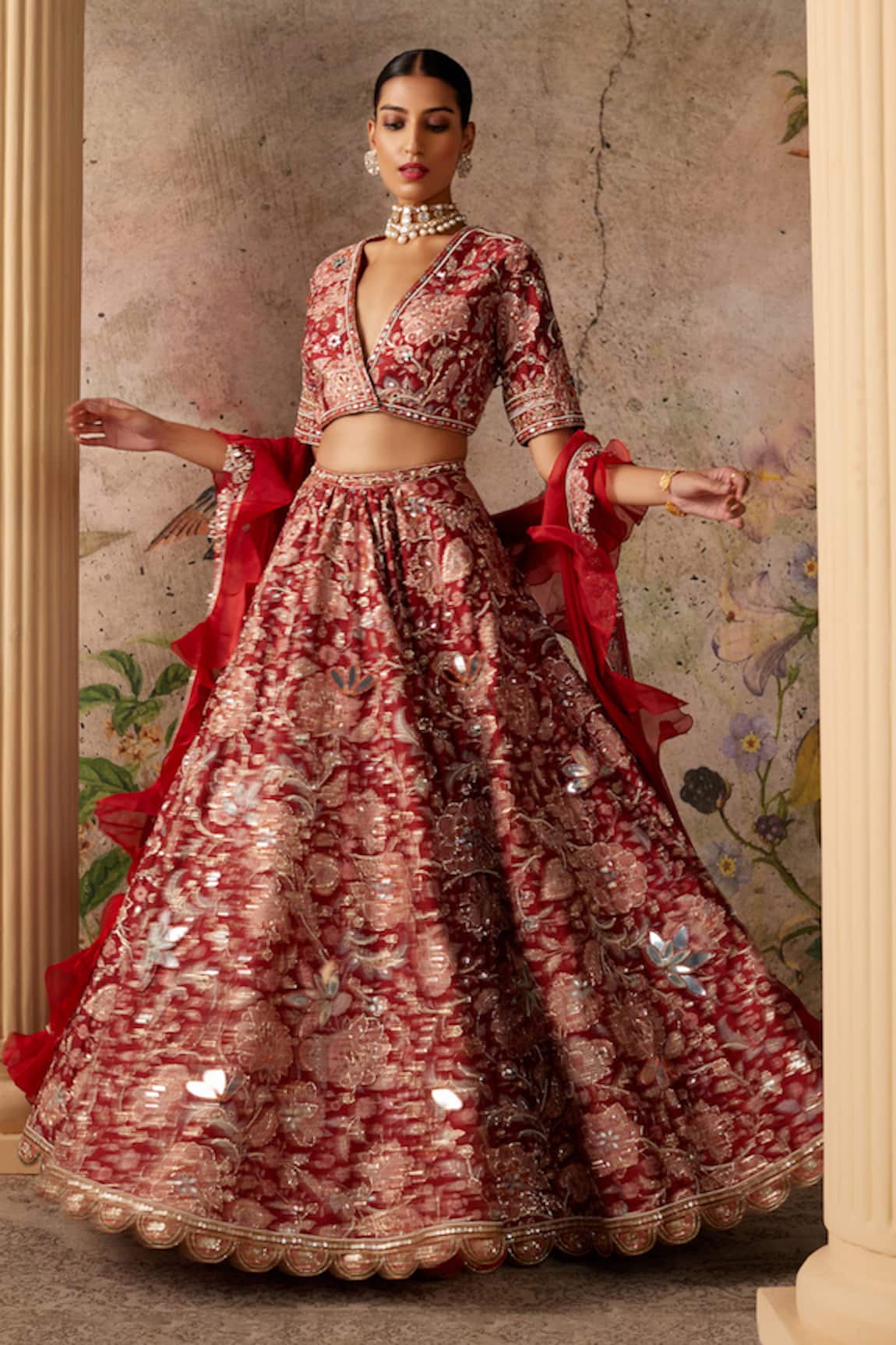 Ridhi Mehra Ace Floral Print Embroidered Bridal Lehenga Set