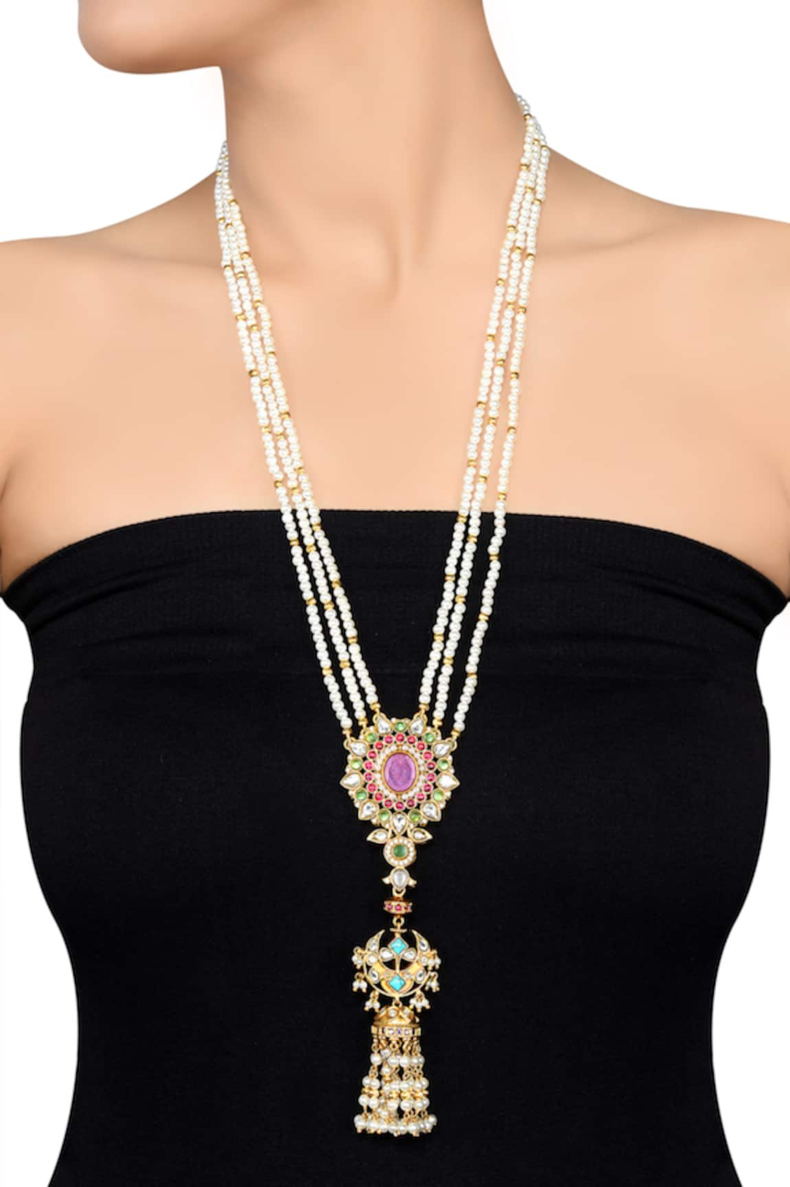 Tribe Amrapali Reyna Embellished Long Jhumka Necklace