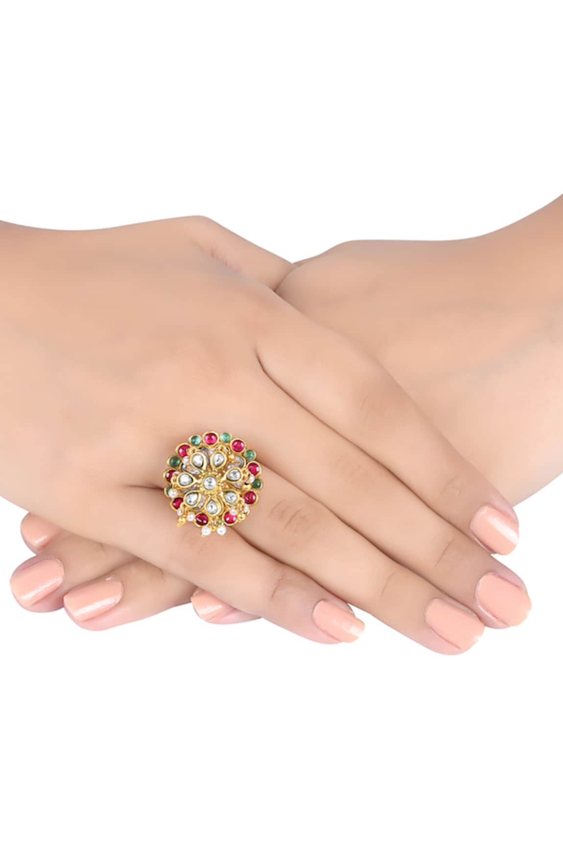 Tribe Amrapali Nishika Embellished Floral Ring