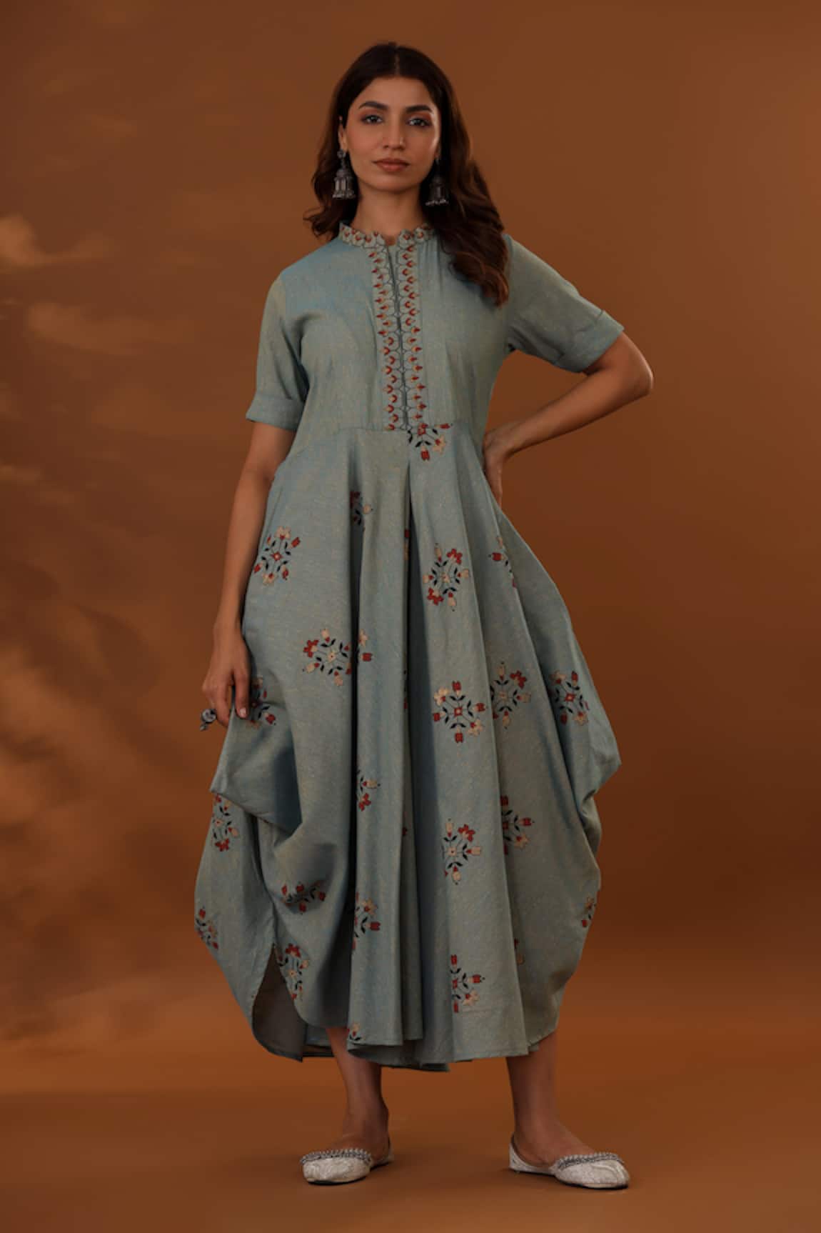 The Home Affair Handblock Floral Print Dress 