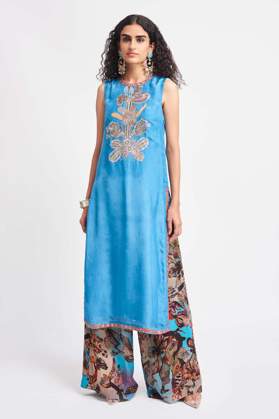 Aisha Rao Cerulea Embellished Yoke Kurta With Pant