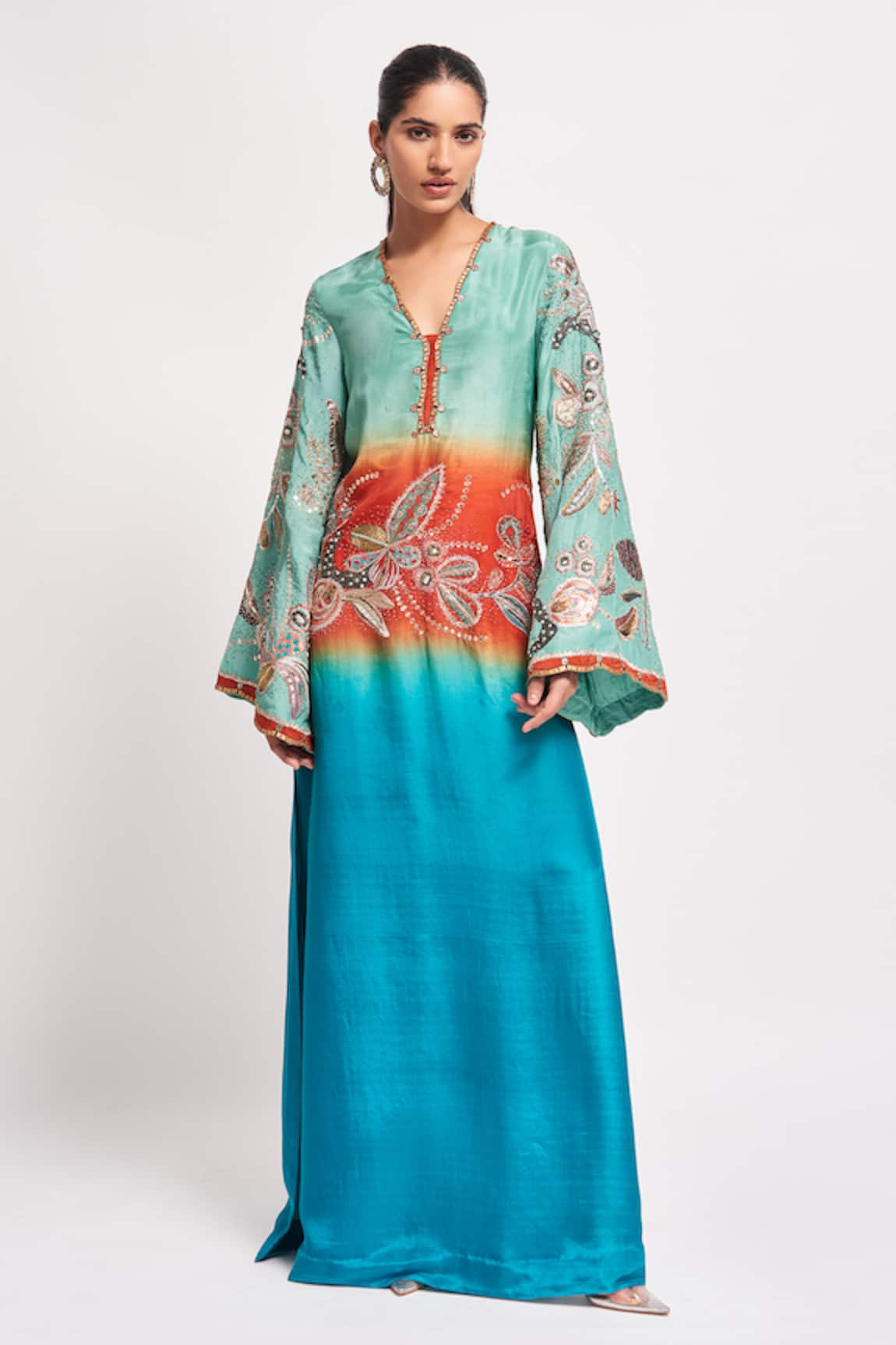 Aisha Rao Halcyon Floral Embellished Kaftan