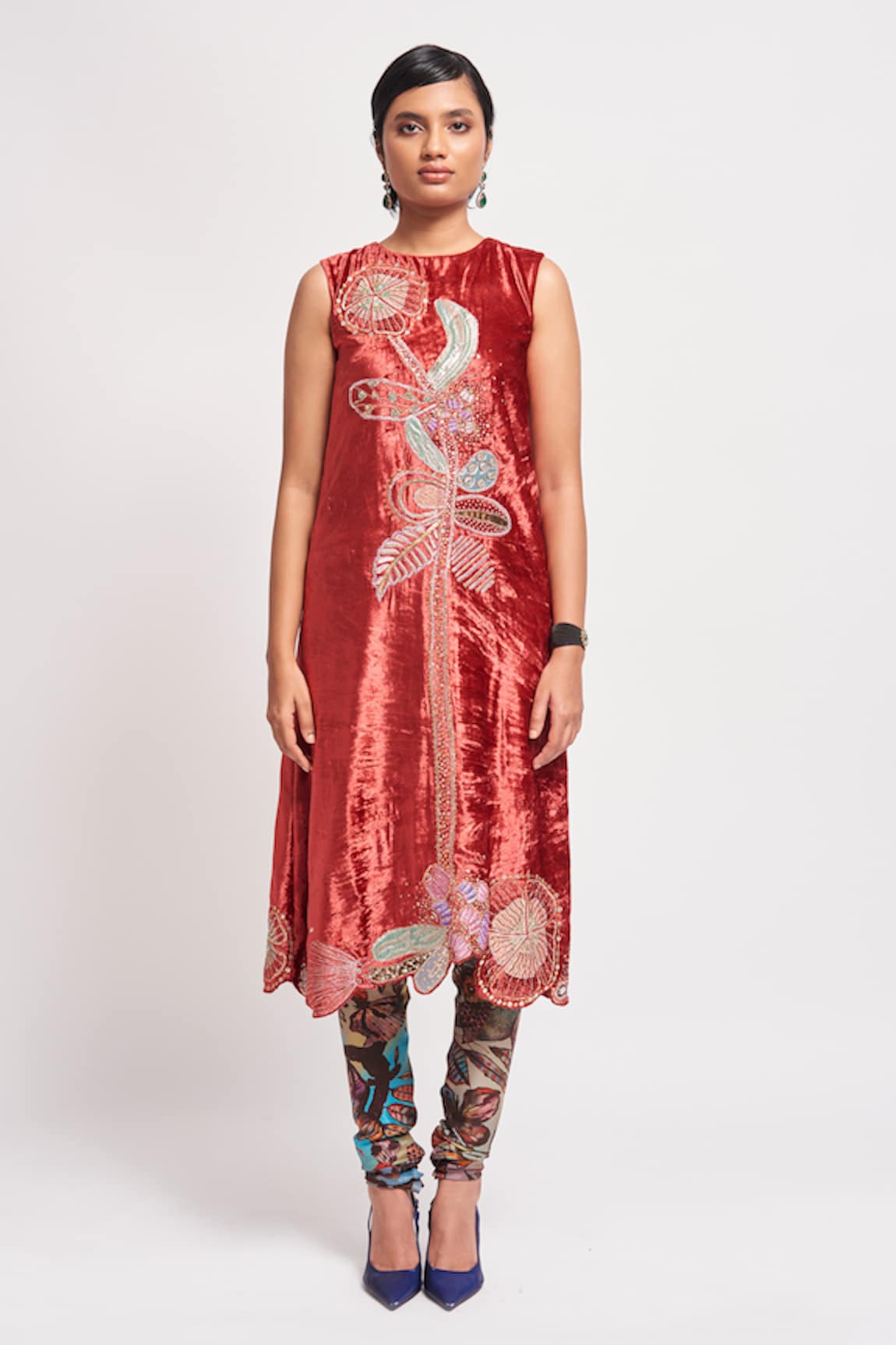 Aisha Rao Imara Embellished Kurta With Churidar