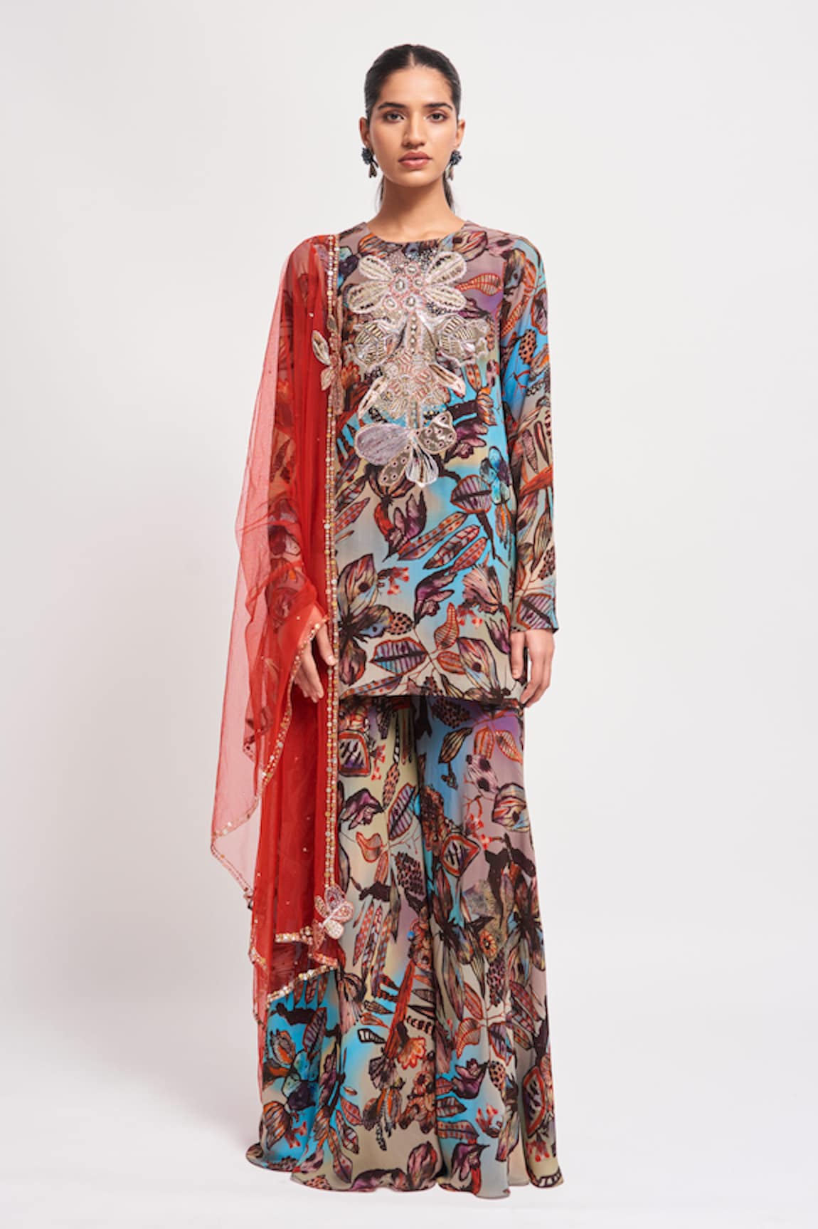 Aisha Rao Shyla Floral Print Kurta Sharara Set