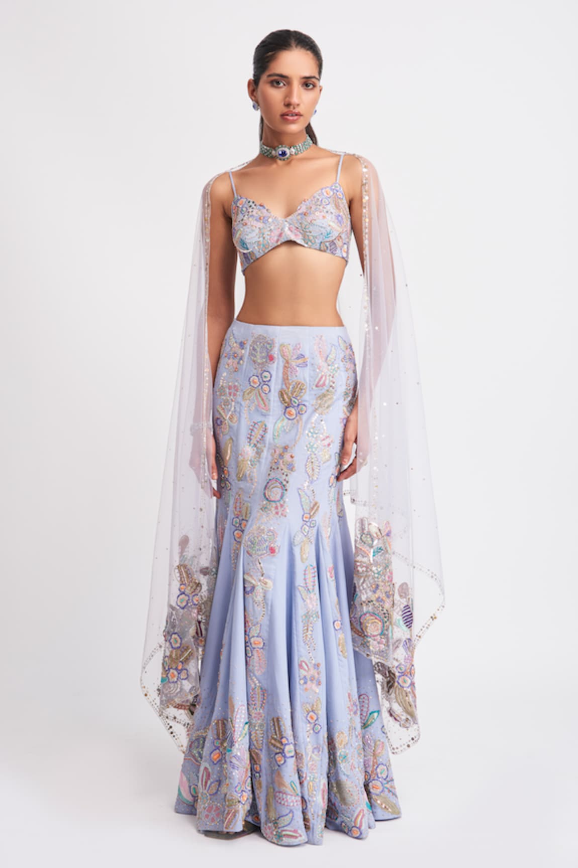 Aisha Rao Wisteria Embellished Mermaid Lehenga Set