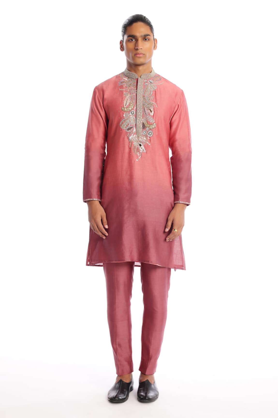 Aisha Rao Dawn Yoke Embellished Silk Kurta & Pant Set