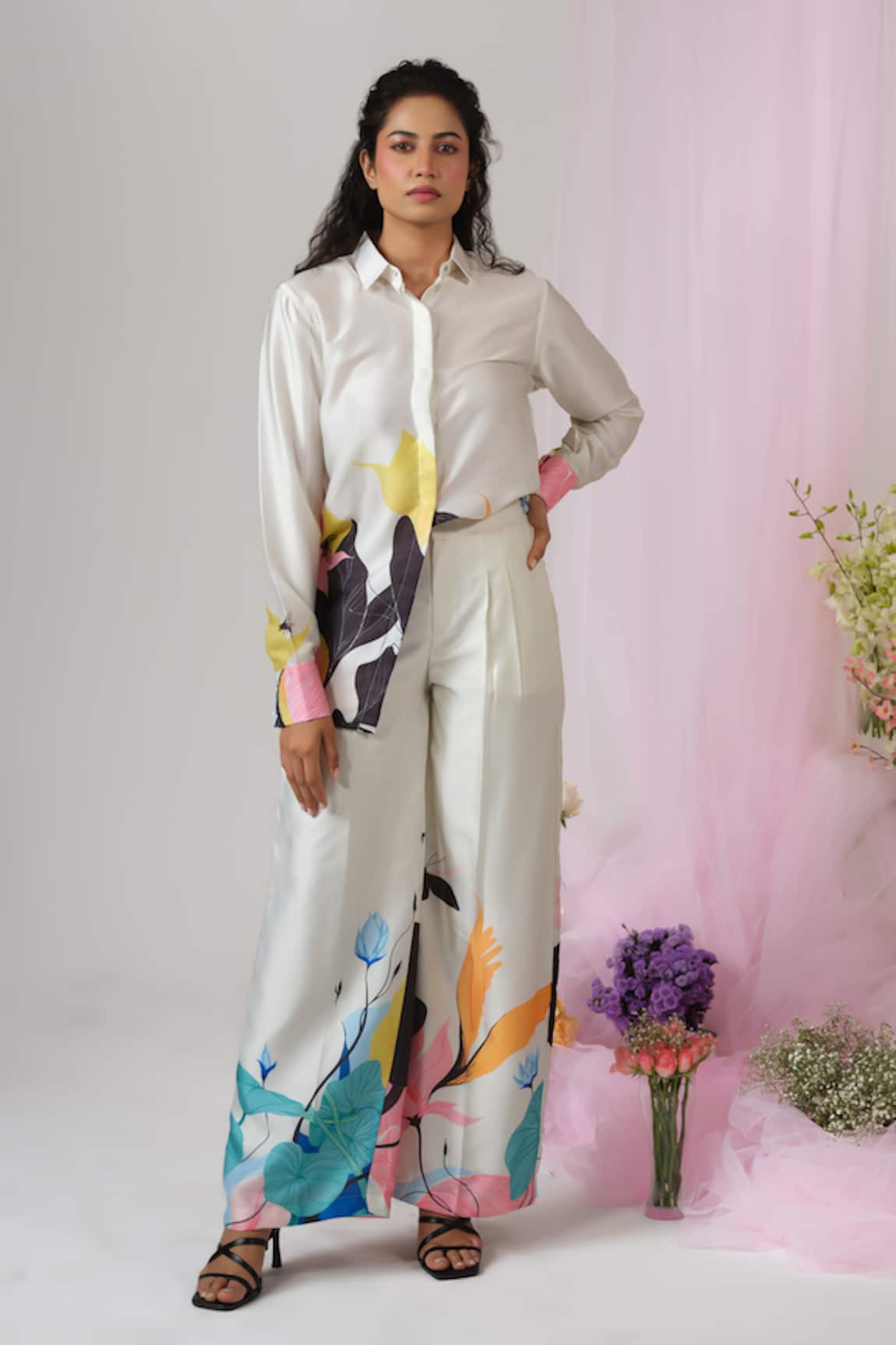 Sanjana reddy Designs Satin Silk Shirt With Pant