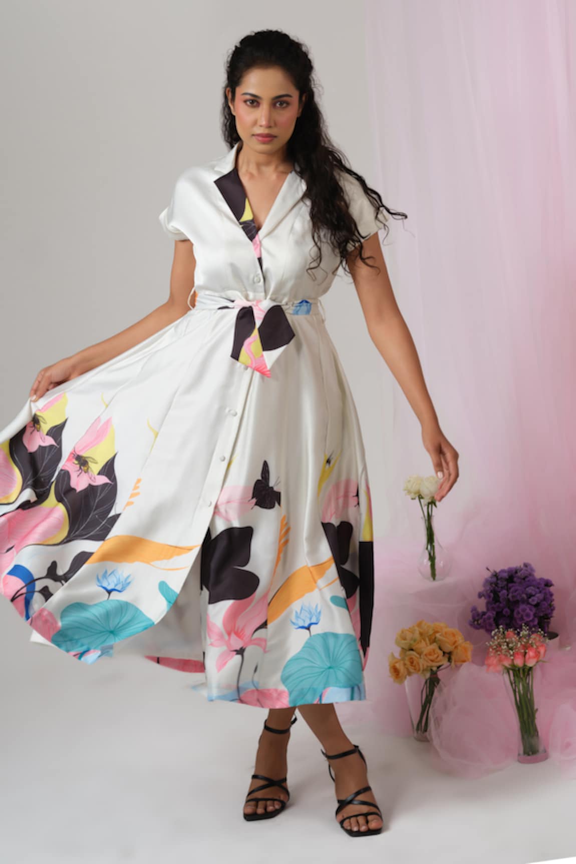 Sanjana reddy Designs Floral Print Shirt Dress