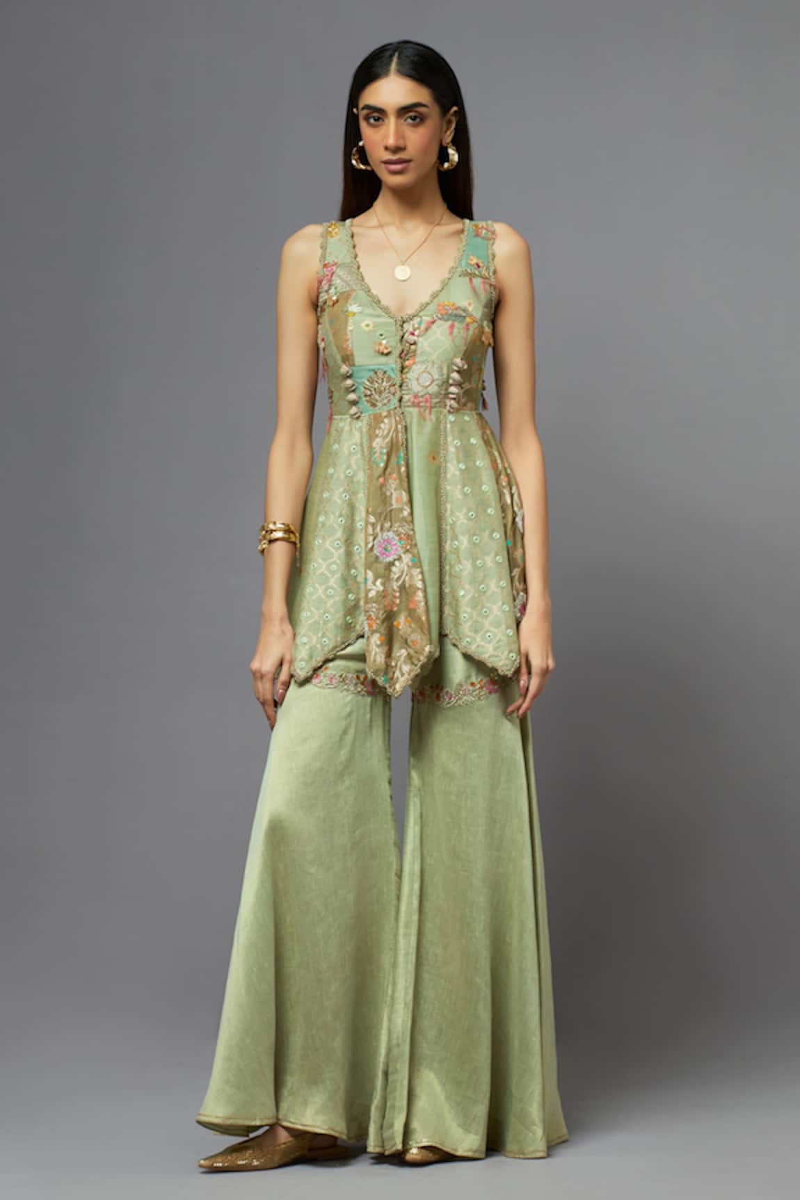 AUM by Asit and Ashima Embroidered Blouse & Palazzo Set