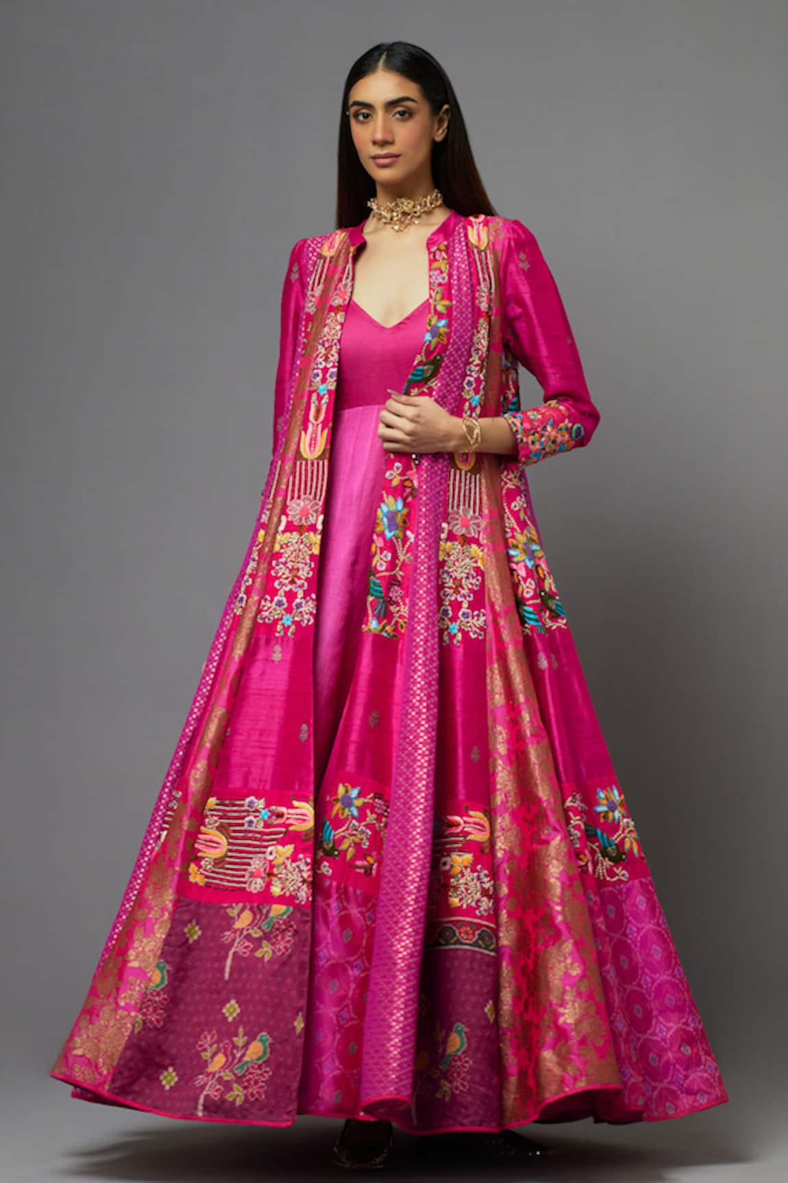 AUM by Asit and Ashima Embroidered Cape With Anarkali