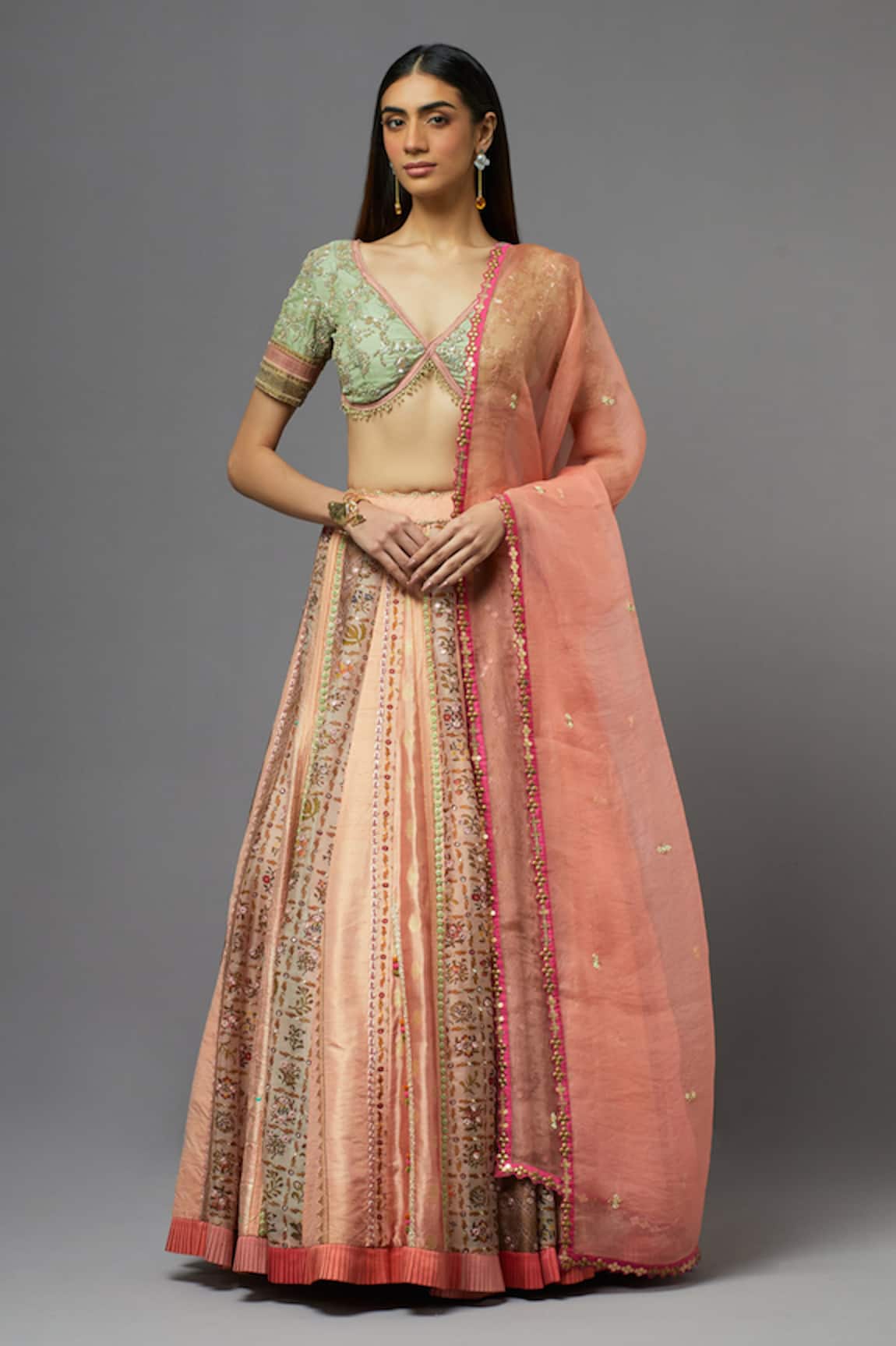 AUM by Asit and Ashima Floral & Thread Embroidered Blouse Lehenga Set