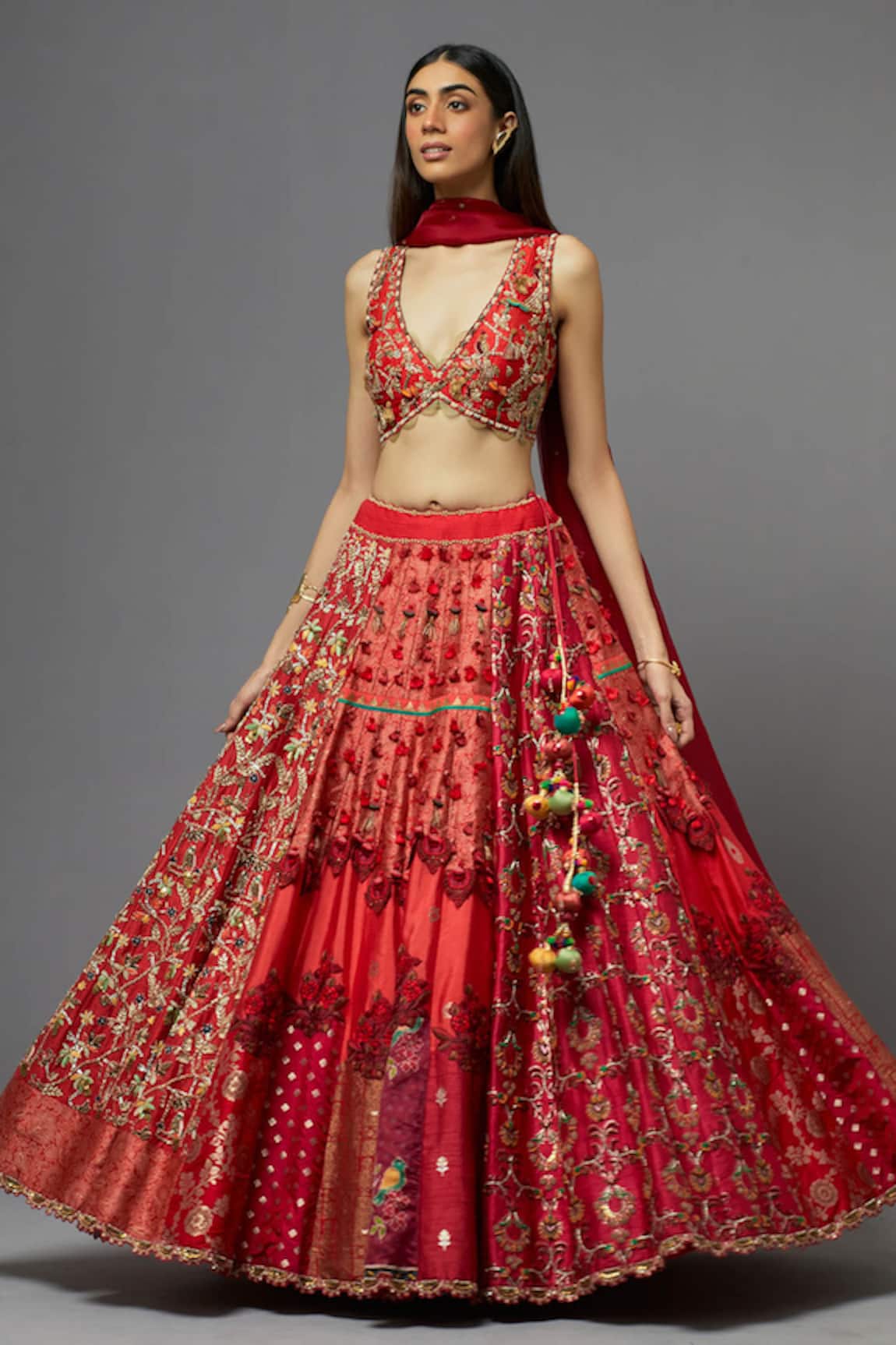 AUM by Asit and Ashima Thread Embroidered Blouse Lehenga Set