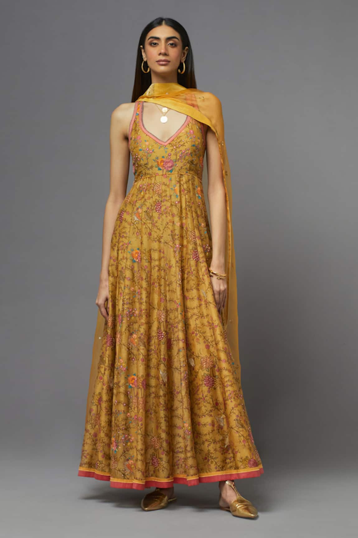 AUM by Asit and Ashima Floral Embroidered Anarkali With Dupatta