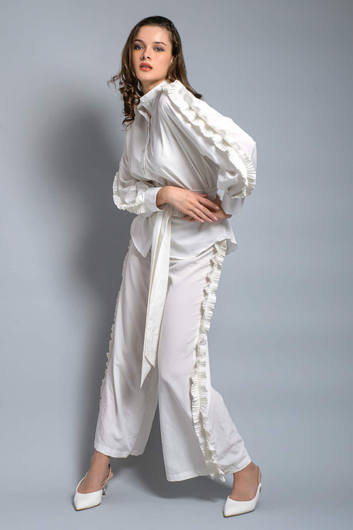 Saangi Pleated Shirt & Palazzo Set 