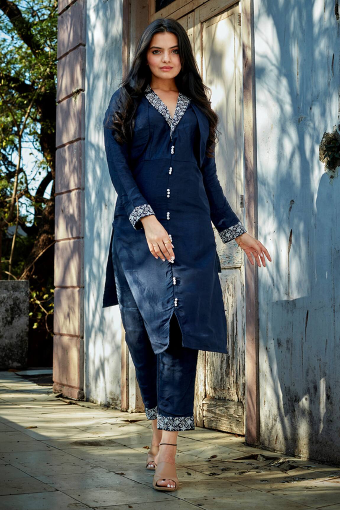 Saangi Embroidered Collar Shirt Kurta & Pant Set