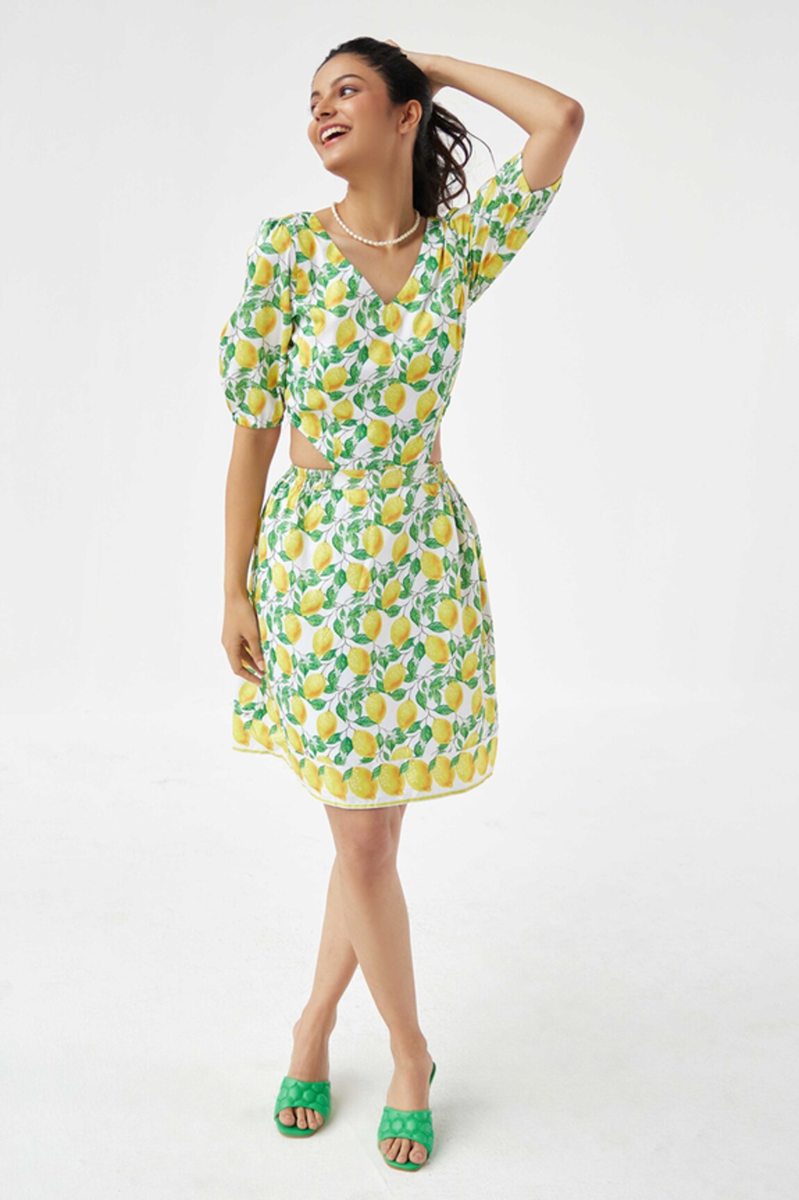 Label Kheerganga Lemon Print Short Dress