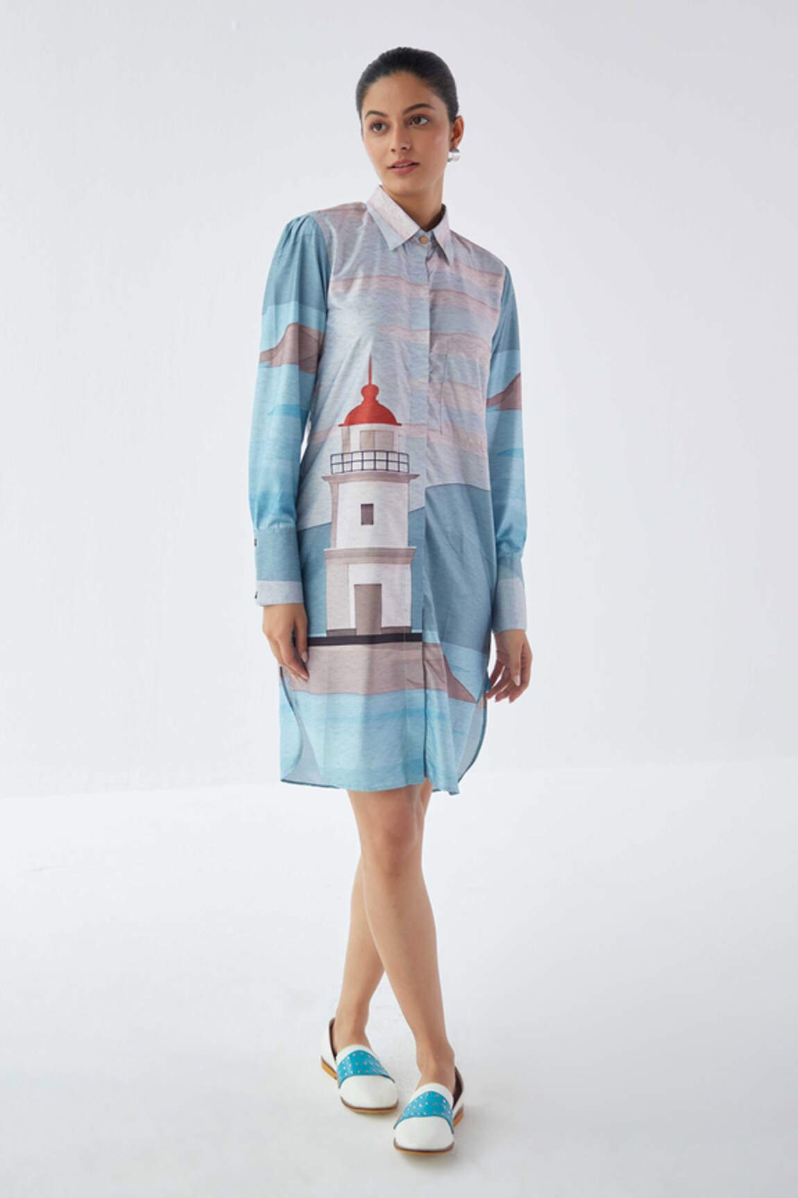 Label Kheerganga Lighthouse Print Shirt Dress