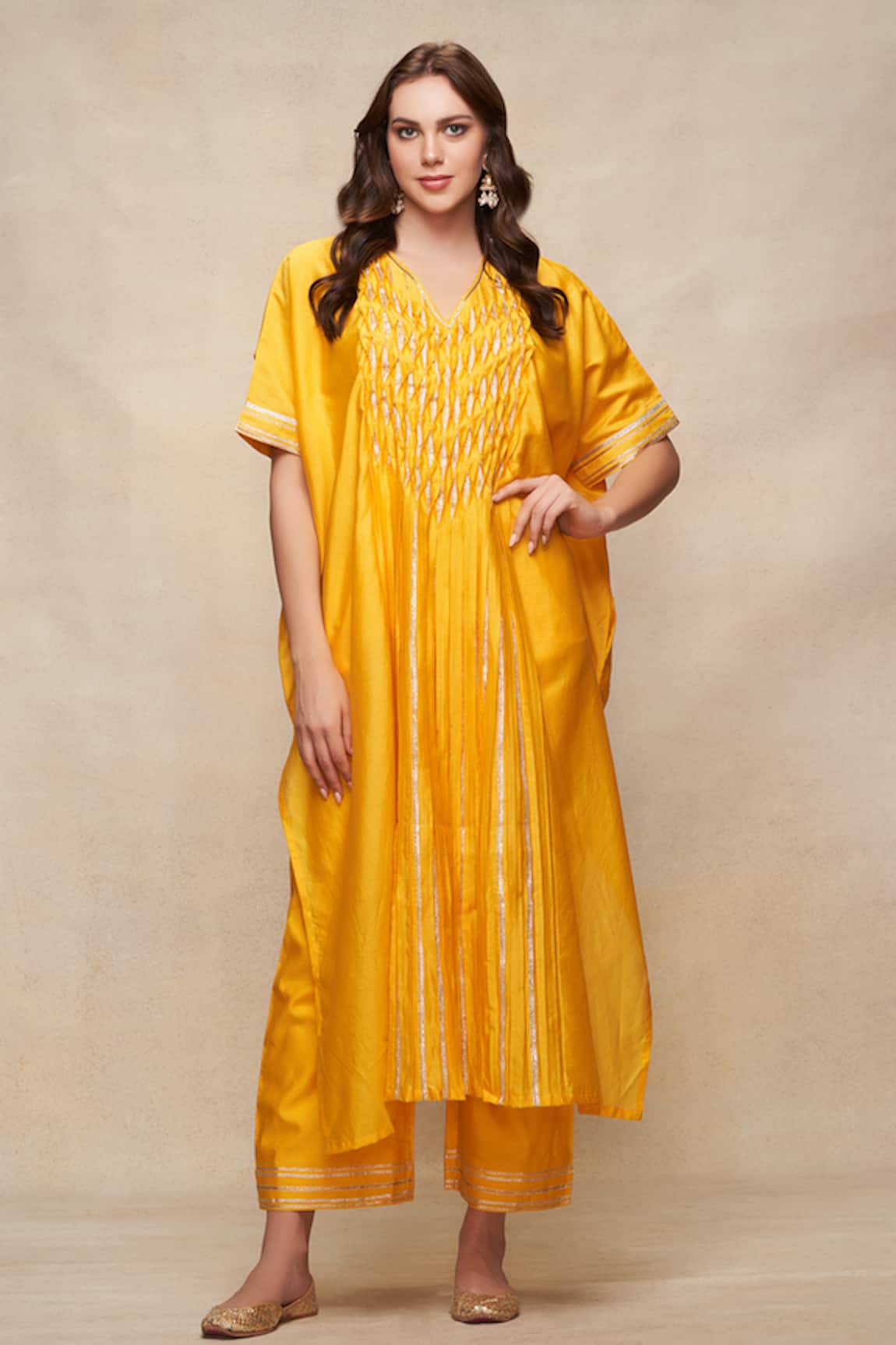 Gulabo By Abu Sandeep Gota Embellished Pleated Kaftan