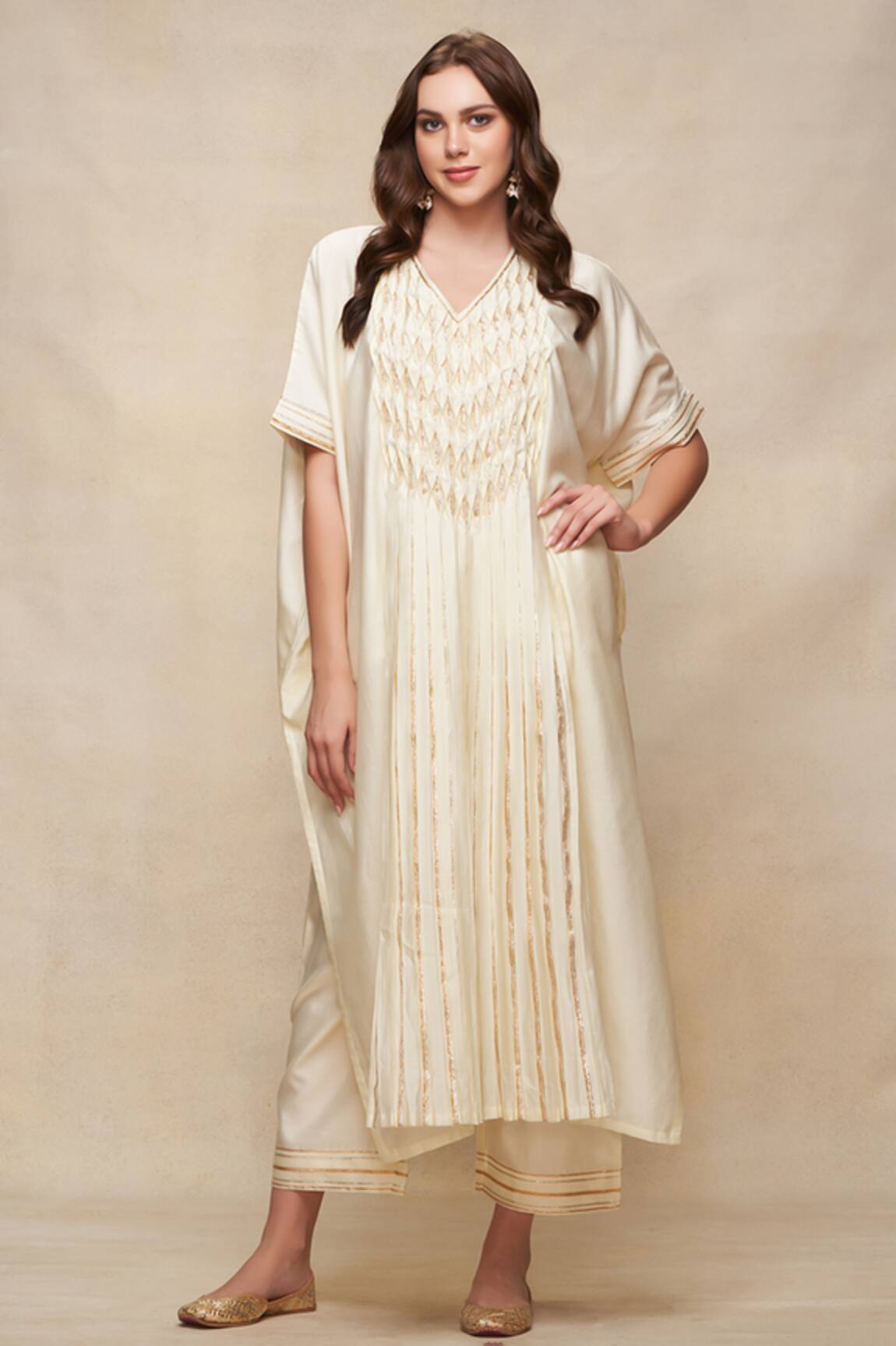 Gulabo By Abu Sandeep Pleated Gota Embellished Kaftan