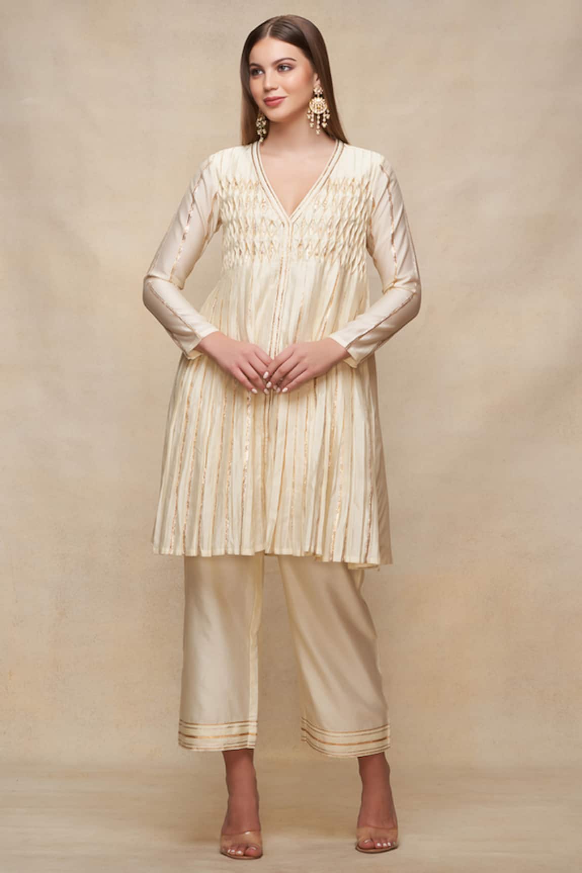 Gulabo By Abu Sandeep Embellished Pleated Short Kurta 