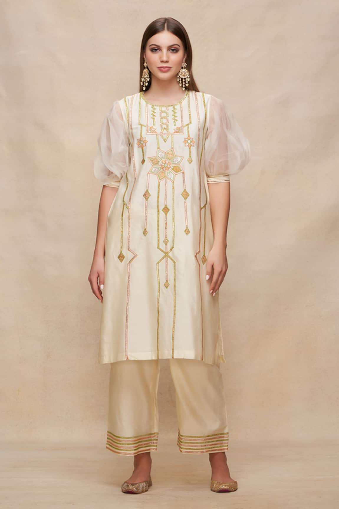 Gulabo by Abu Sandeep Gota Work Chanderi Kurta