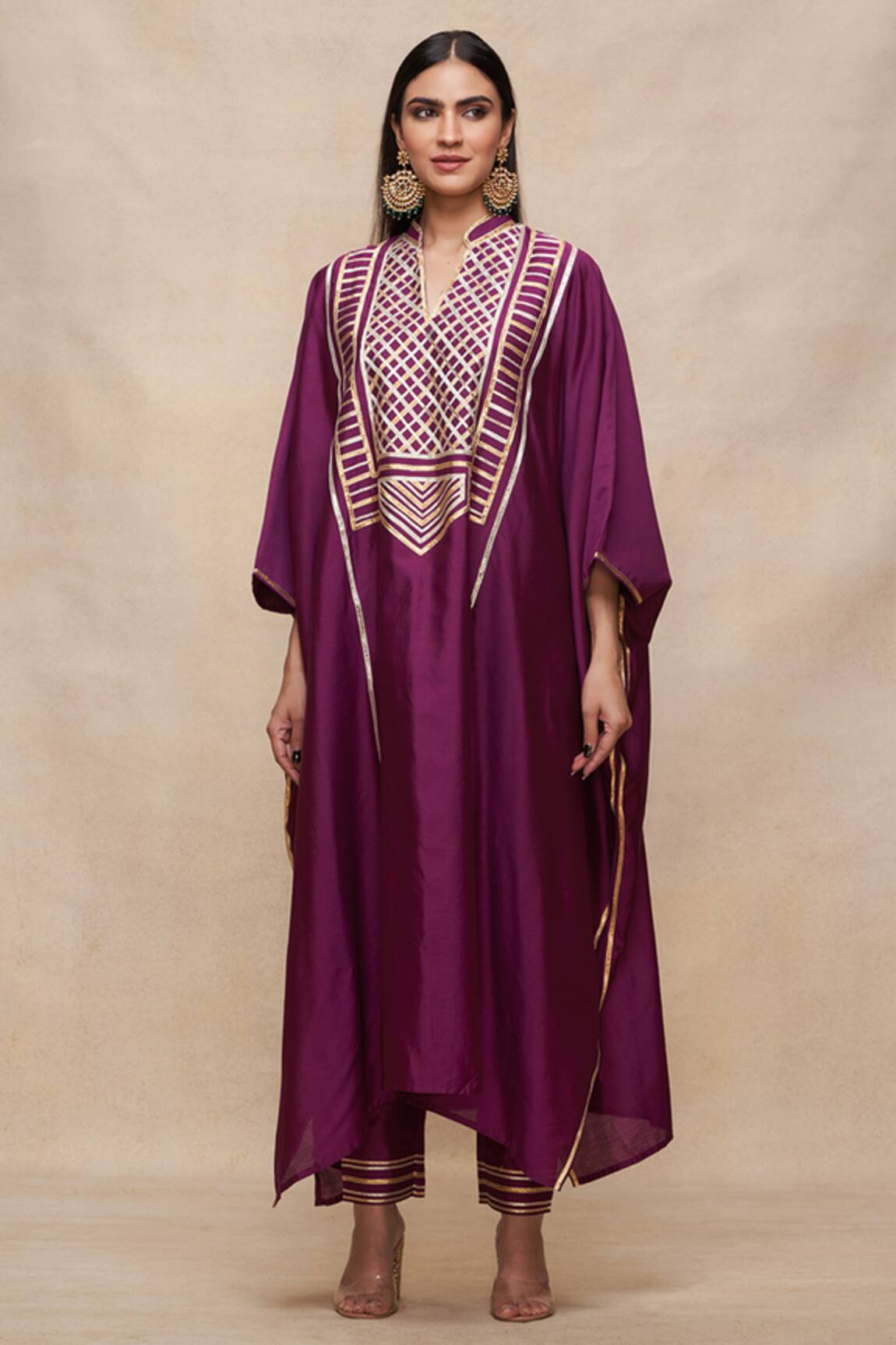 Gulabo By Abu Sandeep Chanderi Silk Gota Embellished Kaftan 