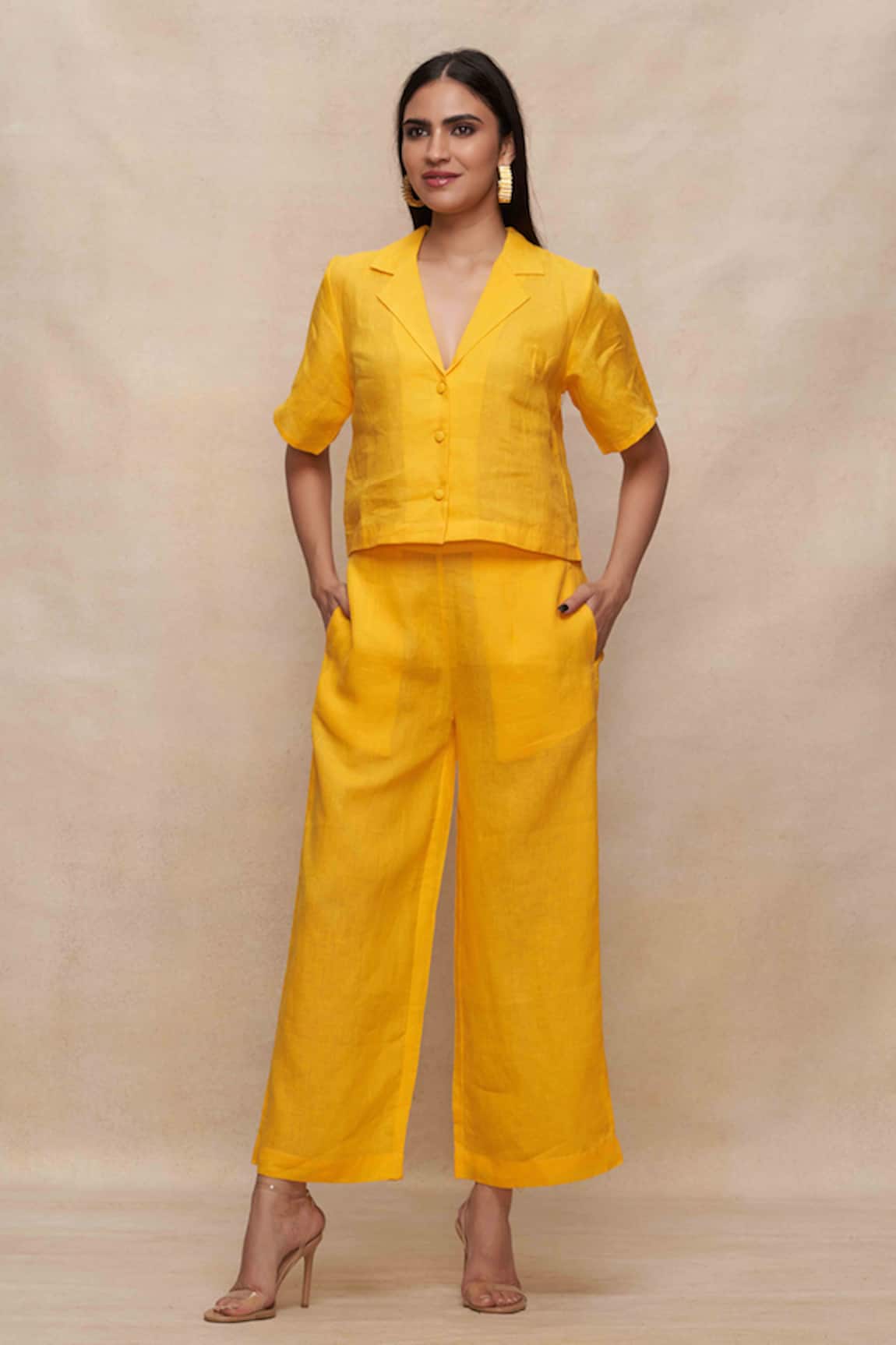 Gulabo By Abu Sandeep Linen Solid Crop Shirt 