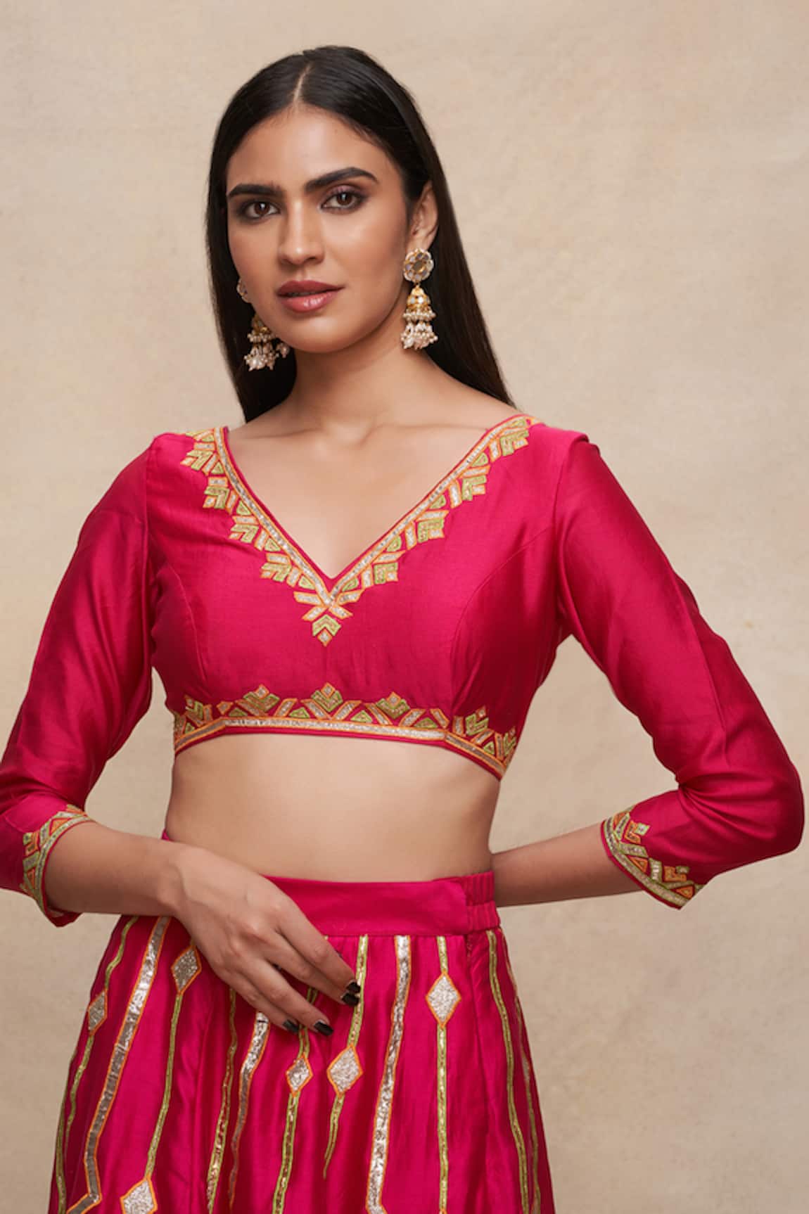 Gulabo By Abu Sandeep Chanderi Border Embroidered Blouse 