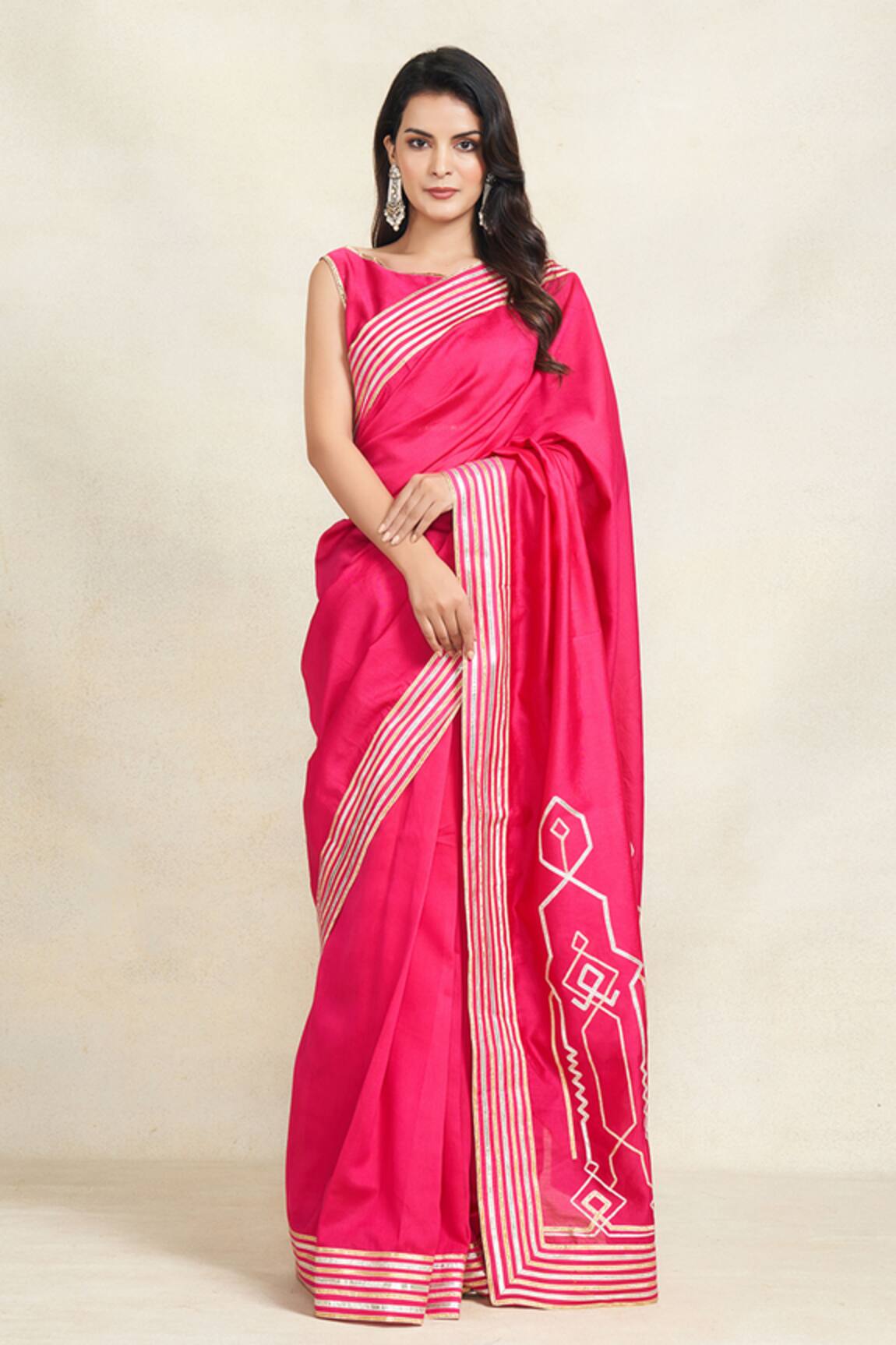 Gulabo By Abu Sandeep Chanderi Silk Border Embroidered Saree 