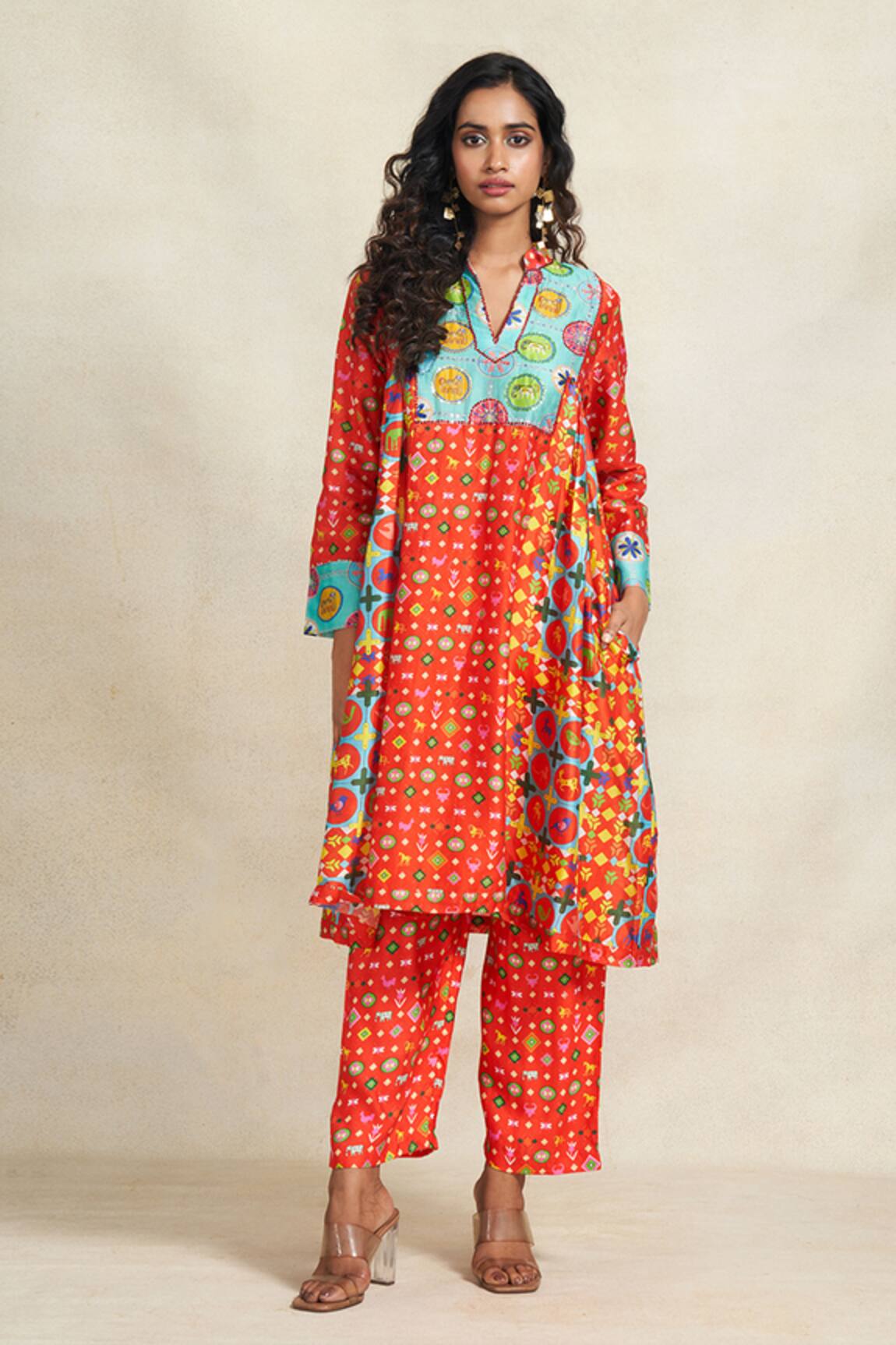 Gulabo By Abu Sandeep Chanderi Geometric Print Pant