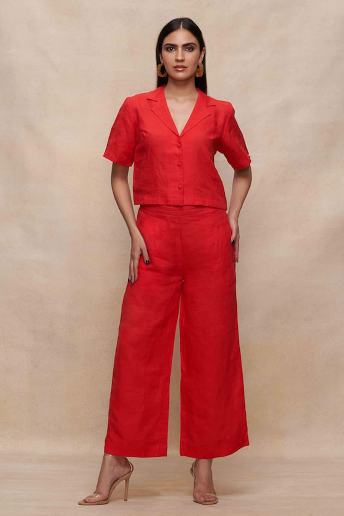 Gulabo By Abu Sandeep Linen Cropped Shirt 