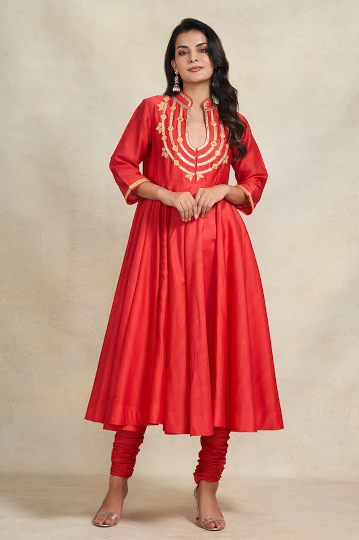 Gulabo By Abu Sandeep Chanderi Gota Work Anarkali