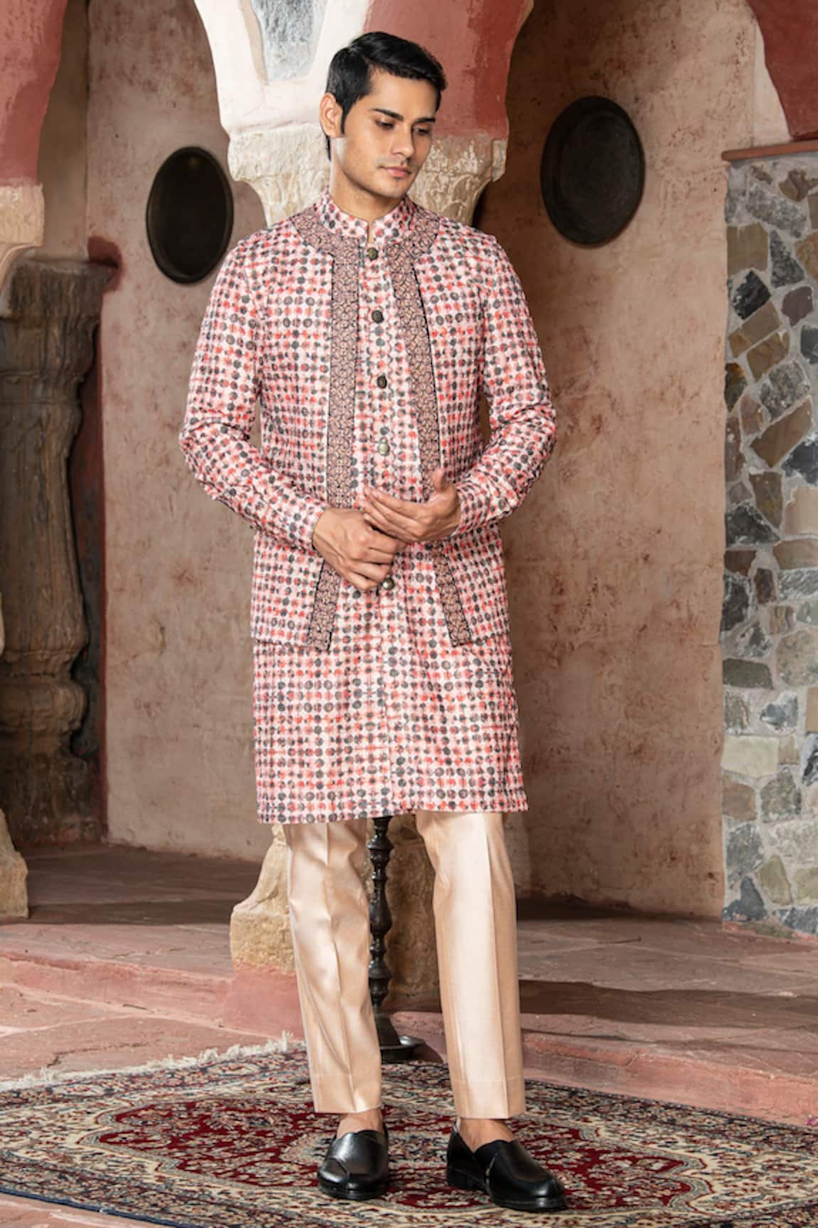 Abkasa Peony Textured Bundi Kurta Set